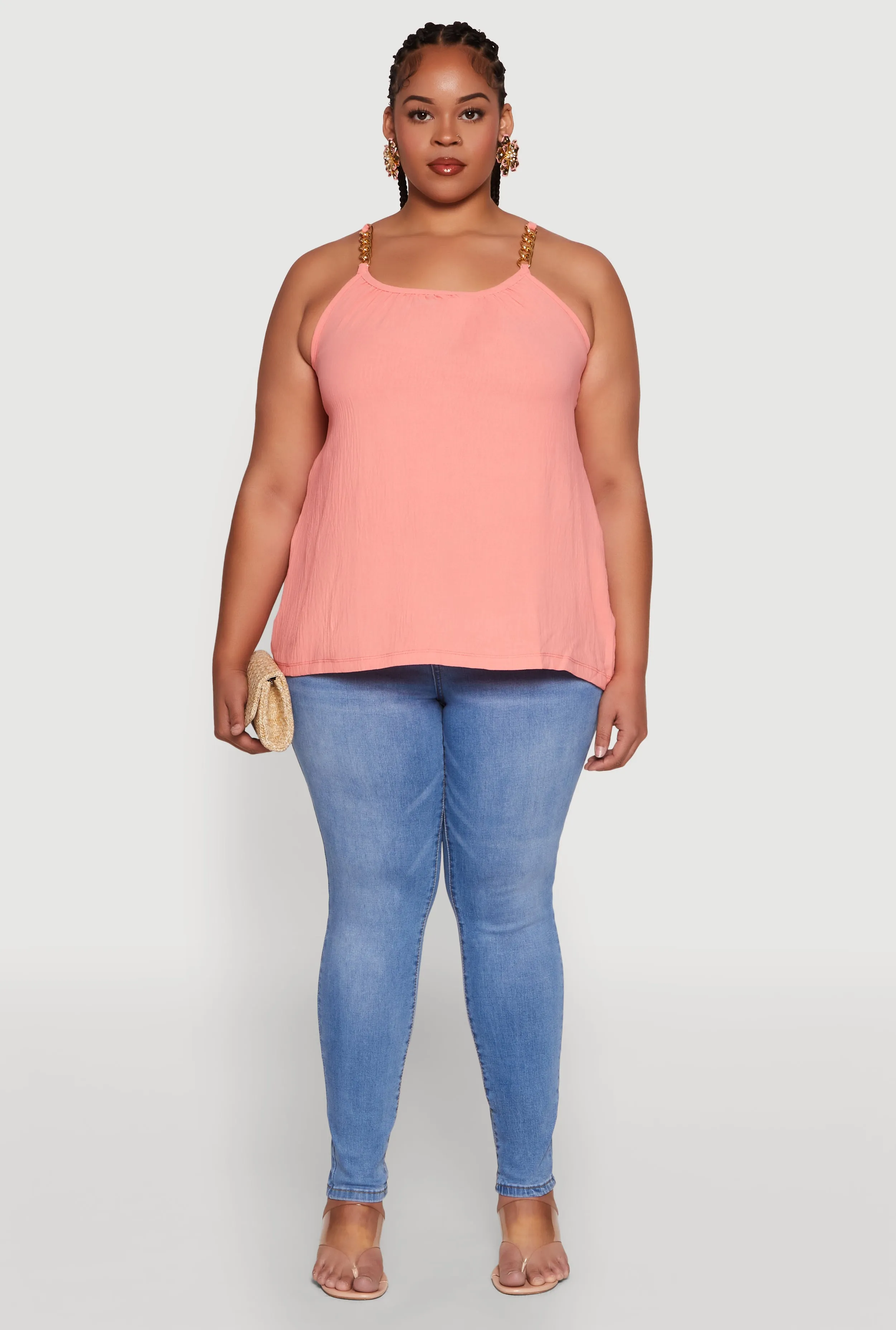 Plus Size Crepe Knit Cami with Chain Strap and Scoop Neck sold by Rainbow product image thumbnail 3