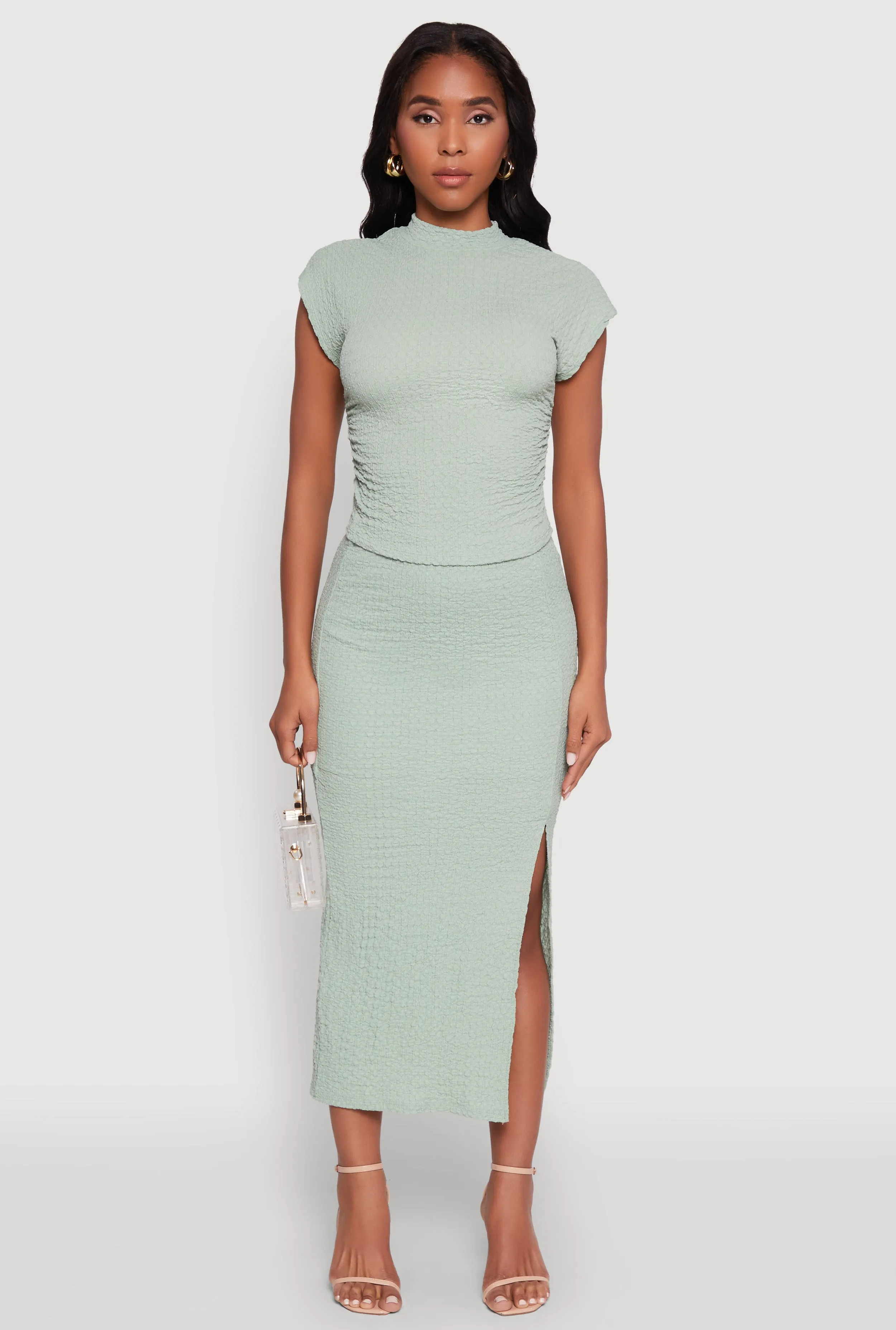 Iris Textured Knit Midi Skirt with Side Slit sold by Rainbow product image thumbnail 2