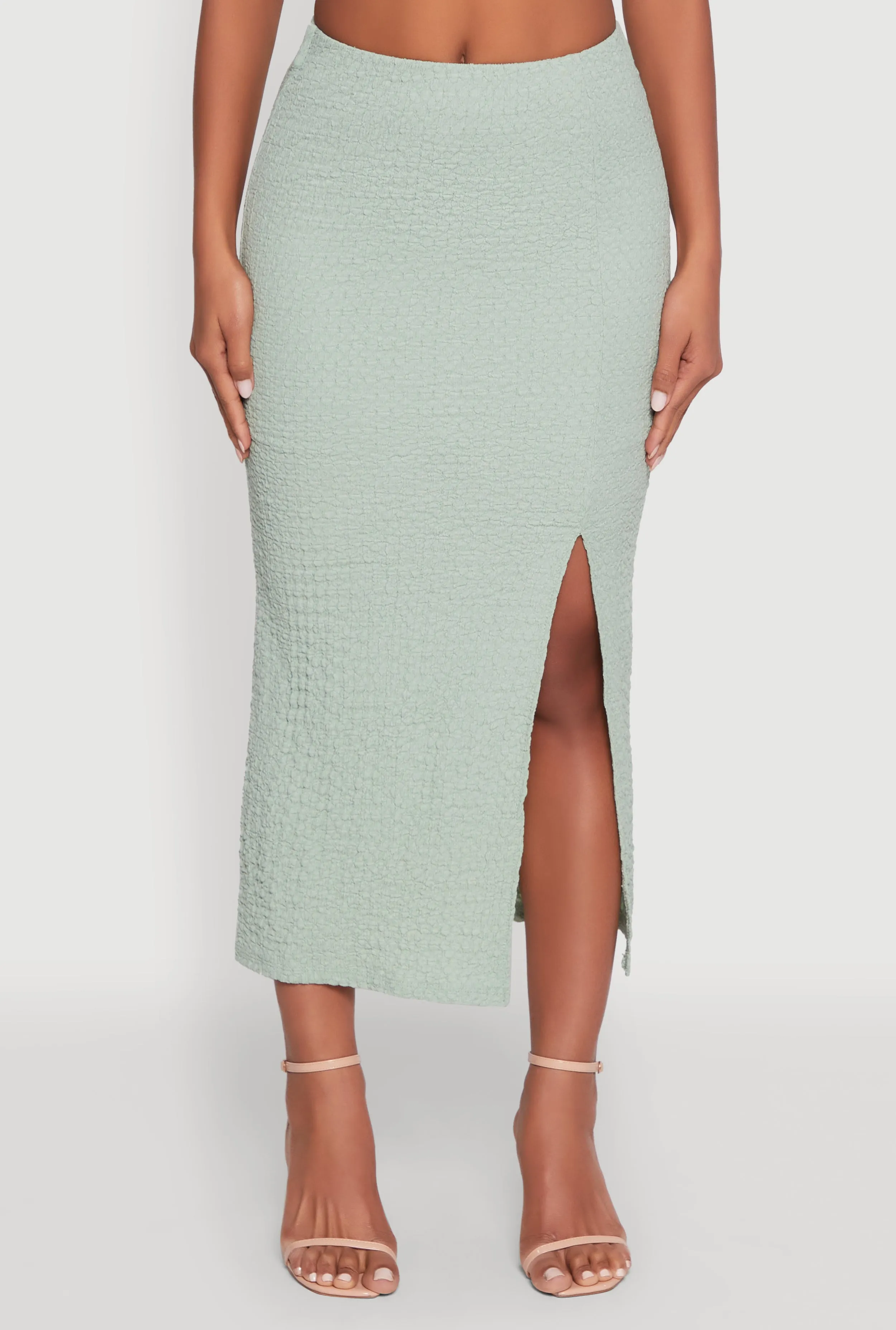 Iris Textured Knit Midi Skirt with Side Slit sold by Rainbow product image thumbnail 3