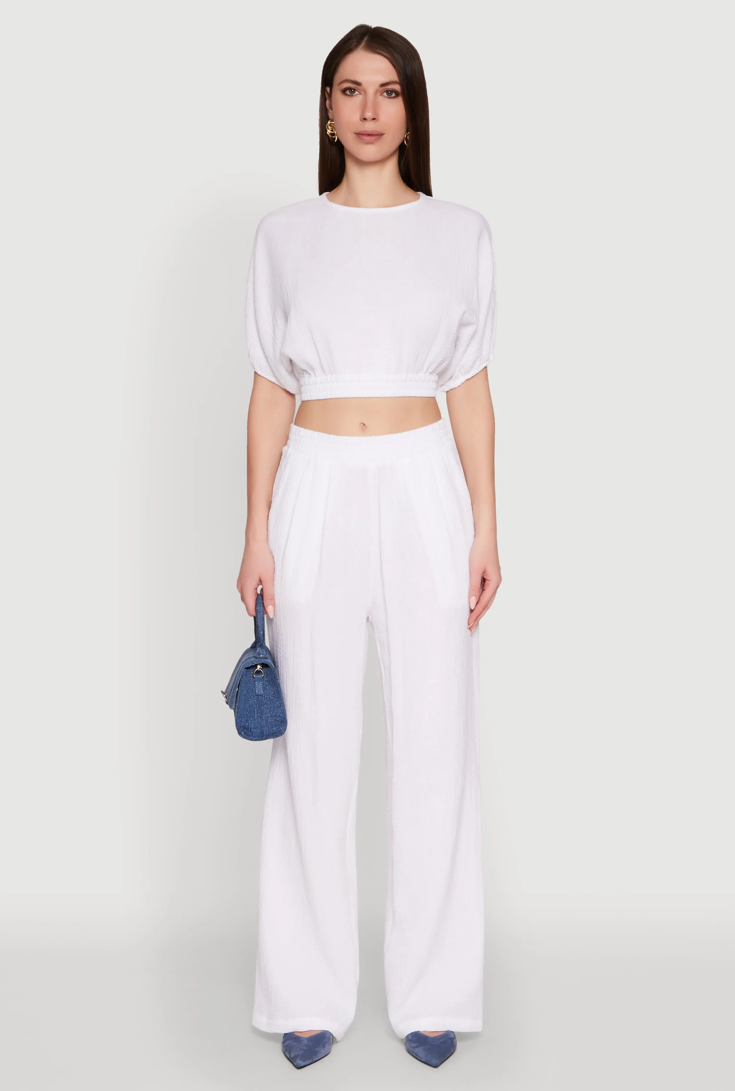 Stylish Gauze Knit Elastic Waist Pleated Palazzo Pants sold by Rainbow product image thumbnail 2