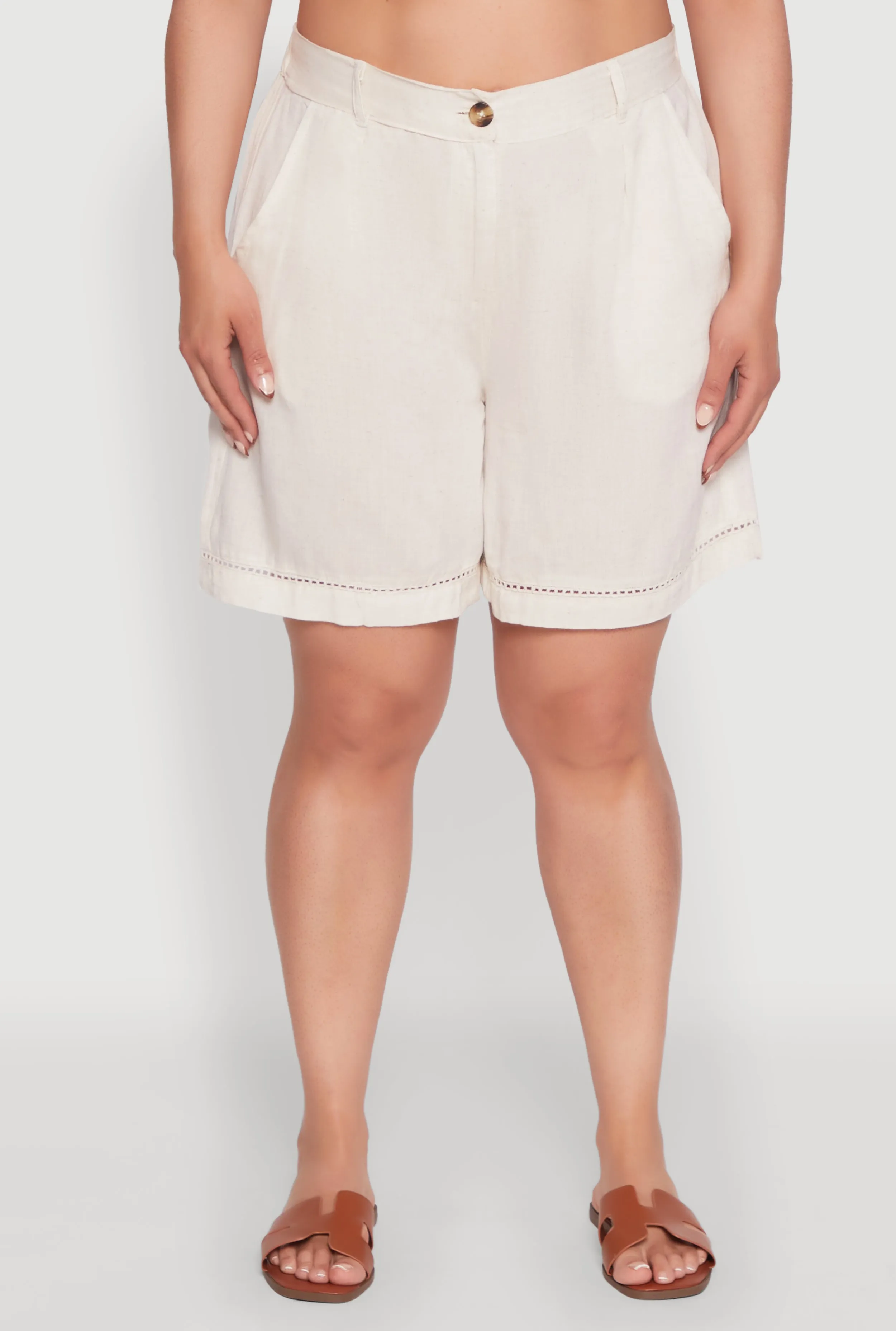 Plus Size Trendy Crochet Detail High Waisted Shorts sold by Rainbow product image thumbnail 3