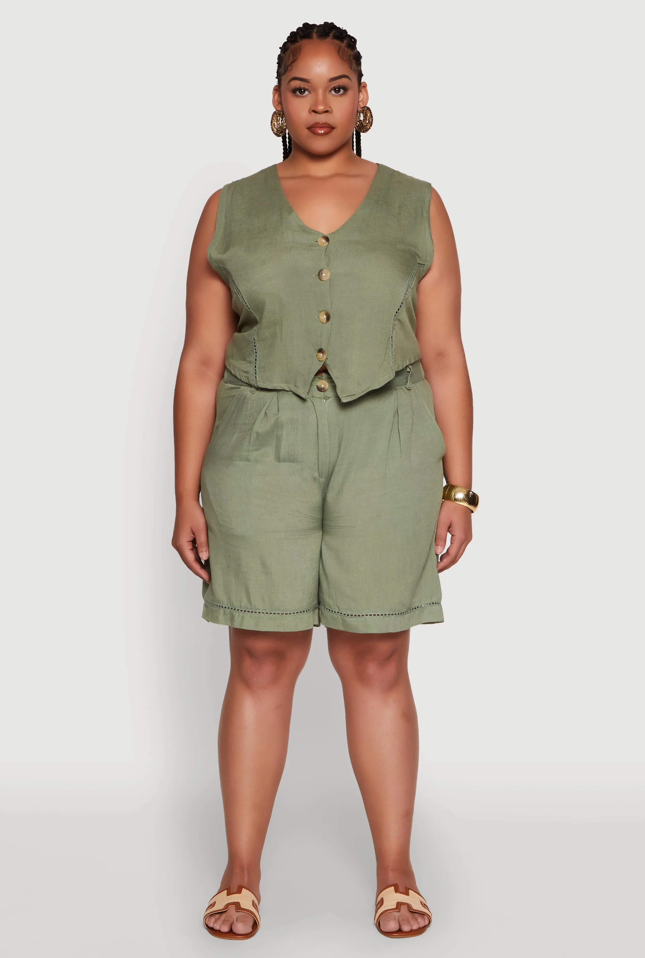 Plus Size Trendy Crochet Detail High Waisted Shorts sold by Rainbow product image thumbnail 2