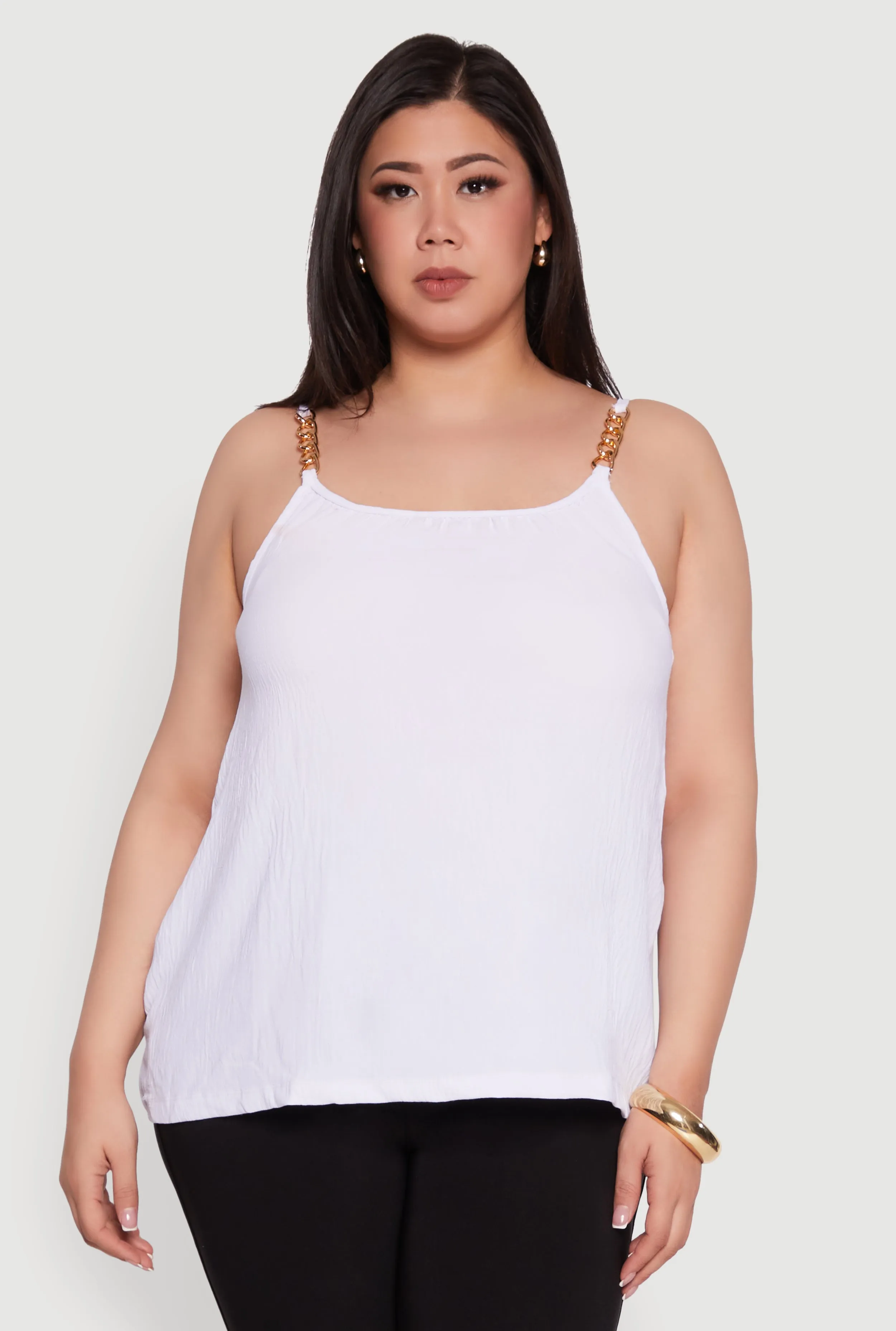Plus Size Crepe Knit Cami with Chain Strap and Scoop Neck sold by Rainbow product image thumbnail 2