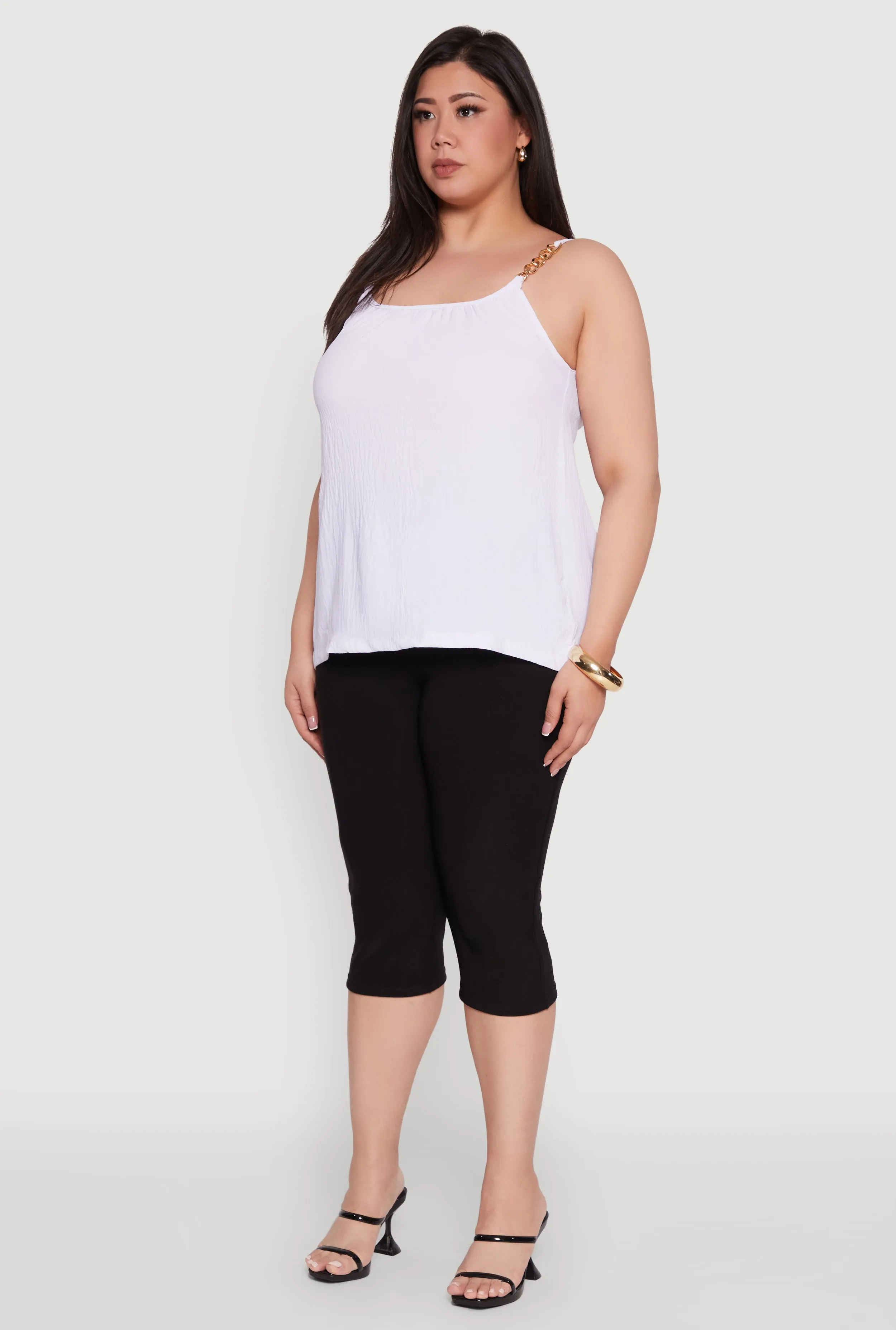 Plus Size Crepe Knit Cami with Chain Strap and Scoop Neck sold by Rainbow product image thumbnail 5