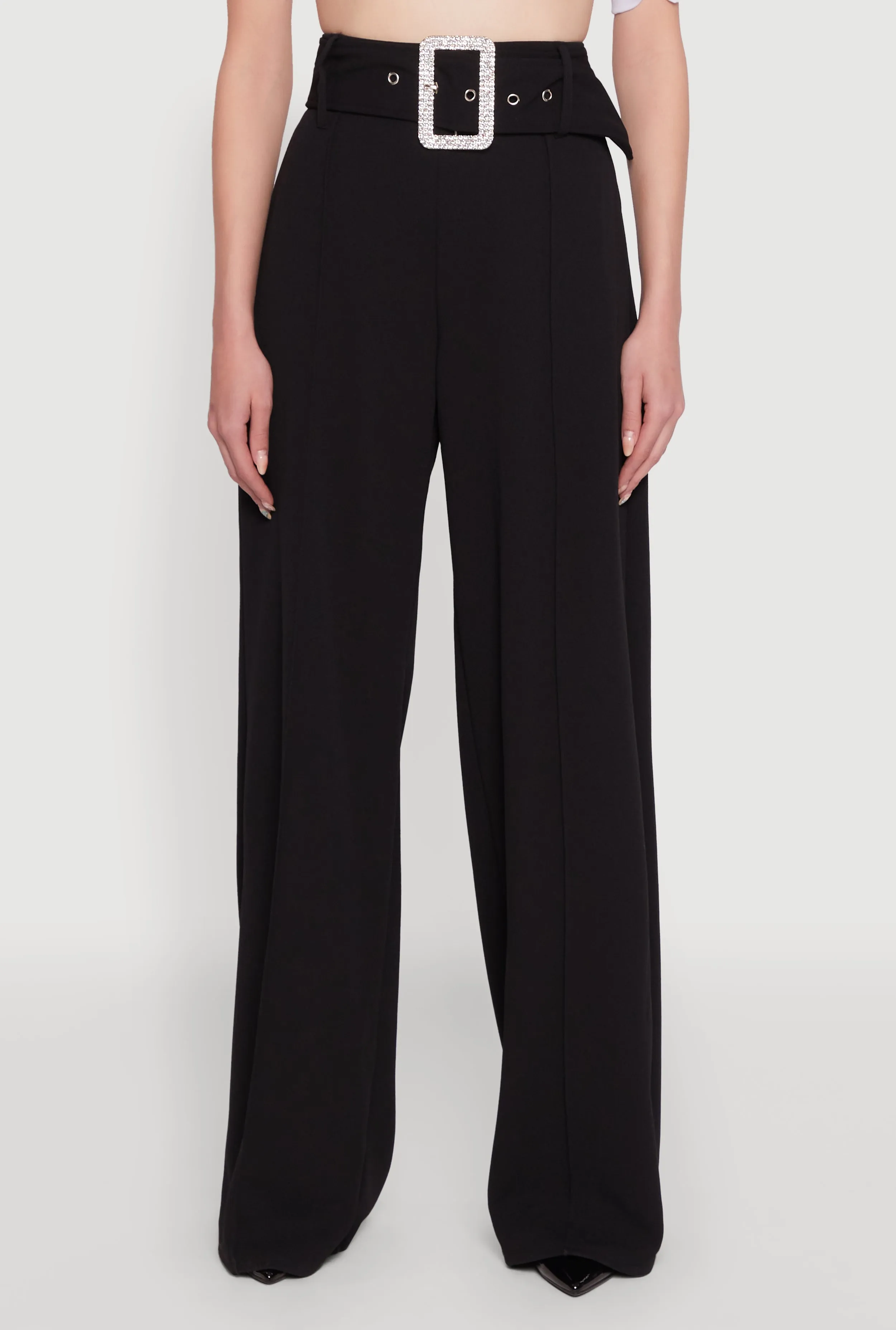 Trendy High Waisted Rhinestone Belted Palazzo Pants sold by Rainbow product image thumbnail 5