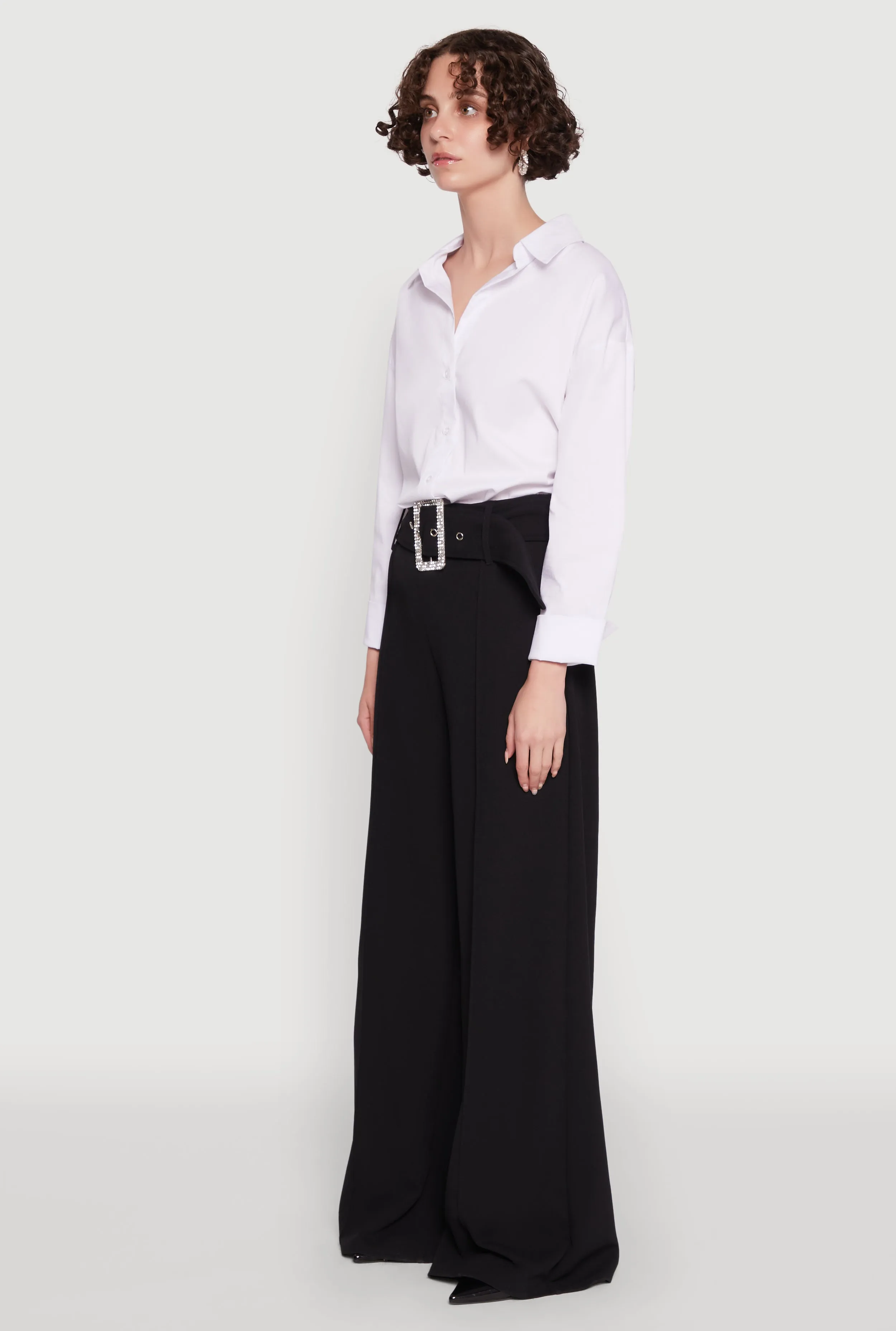 Trendy High Waisted Rhinestone Belted Palazzo Pants sold by Rainbow product image thumbnail 3