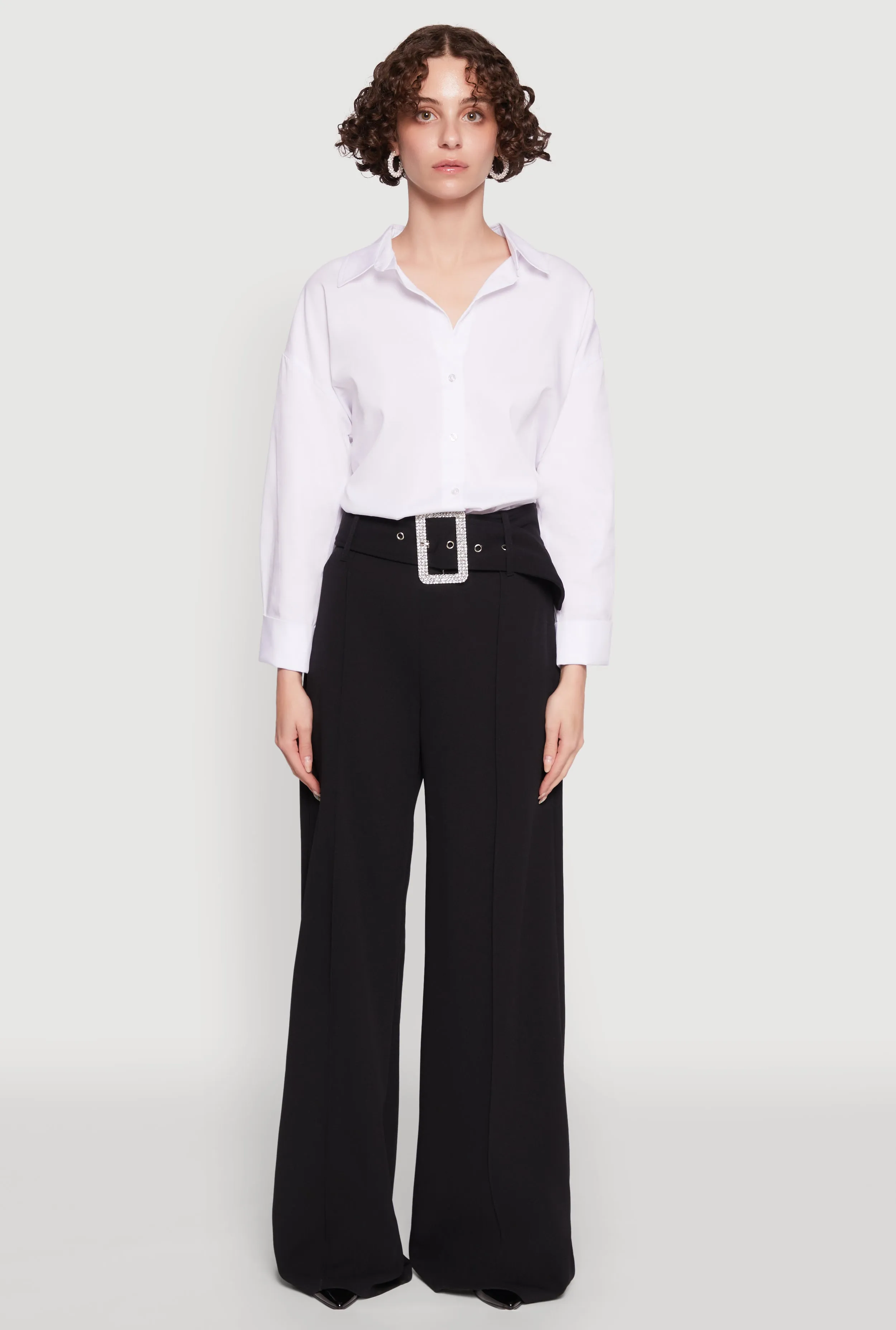 Trendy High Waisted Rhinestone Belted Palazzo Pants sold by Rainbow product image thumbnail 2