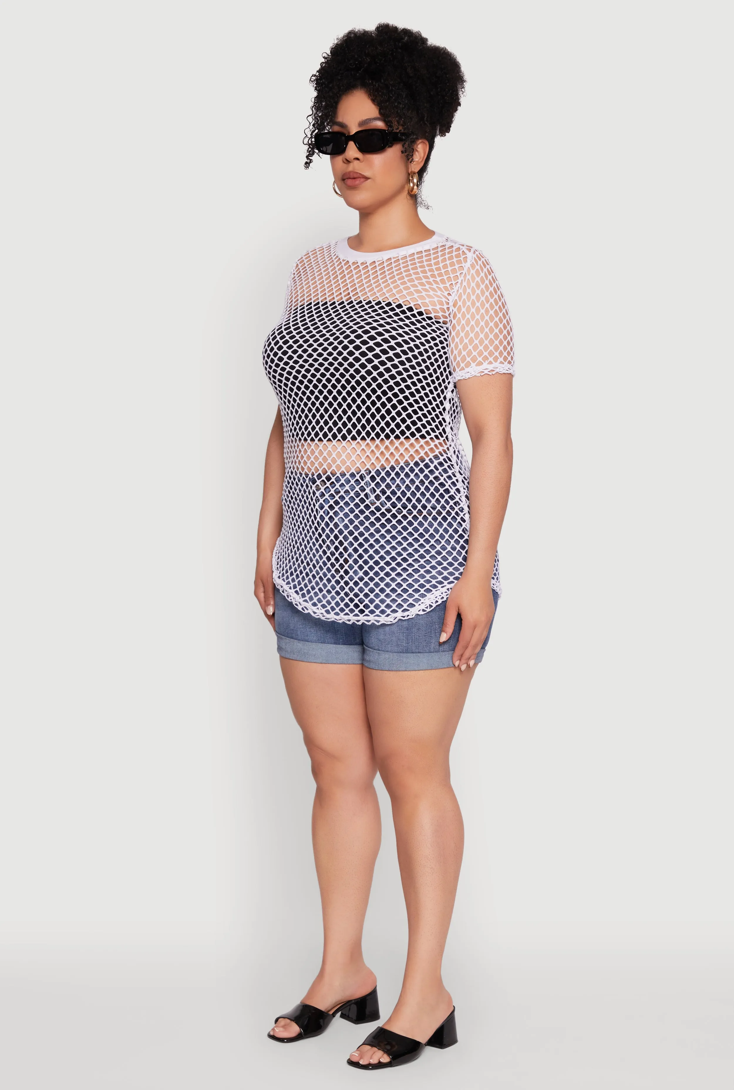 Plus Size Chic Fishnet Crew Neck Tee sold by Rainbow product image thumbnail 5