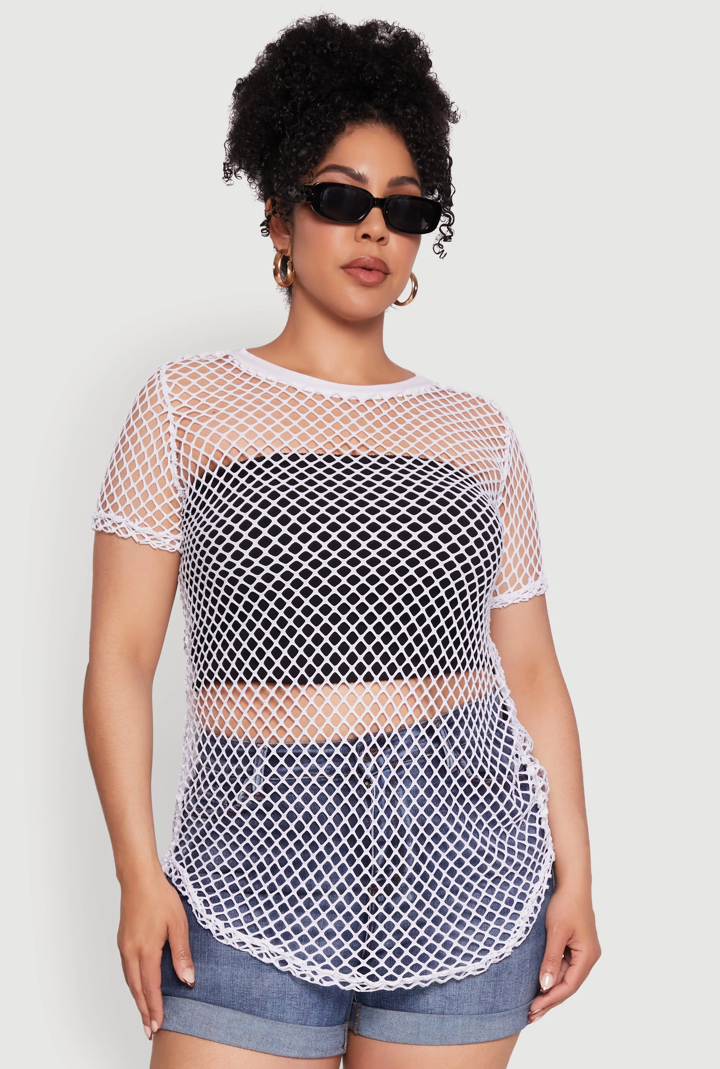 Plus Size Chic Fishnet Crew Neck Tee sold by Rainbow product image thumbnail 2