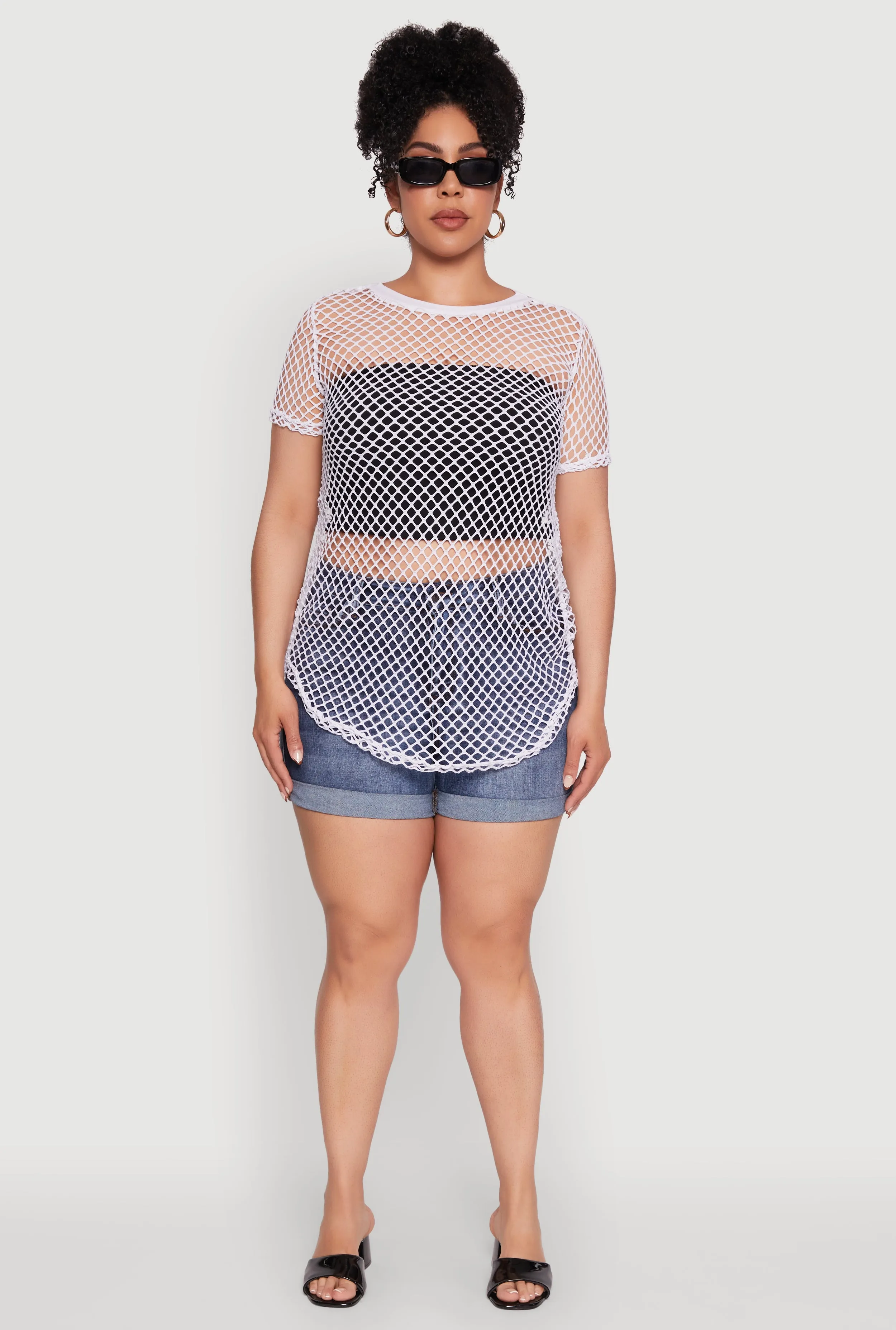 Plus Size Chic Fishnet Crew Neck Tee sold by Rainbow product image thumbnail 3