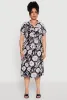 Plus Size Floral Print Half Button Shirt Dress with Tie Waist Belt sold by Rainbow