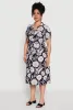Plus Size Floral Print Half Button Shirt Dress with Tie Waist Belt sold by Rainbow