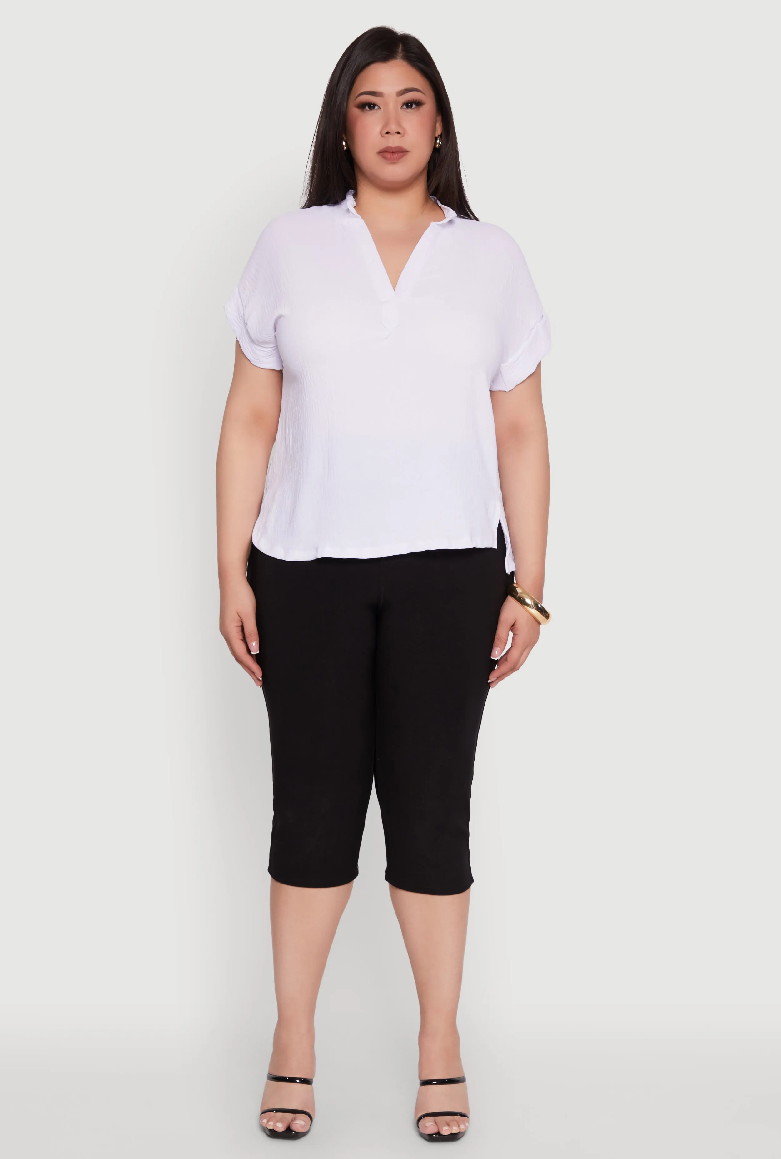 Plus Size Chic Crepe Knit Side Slit Blouse sold by Rainbow product image thumbnail 3