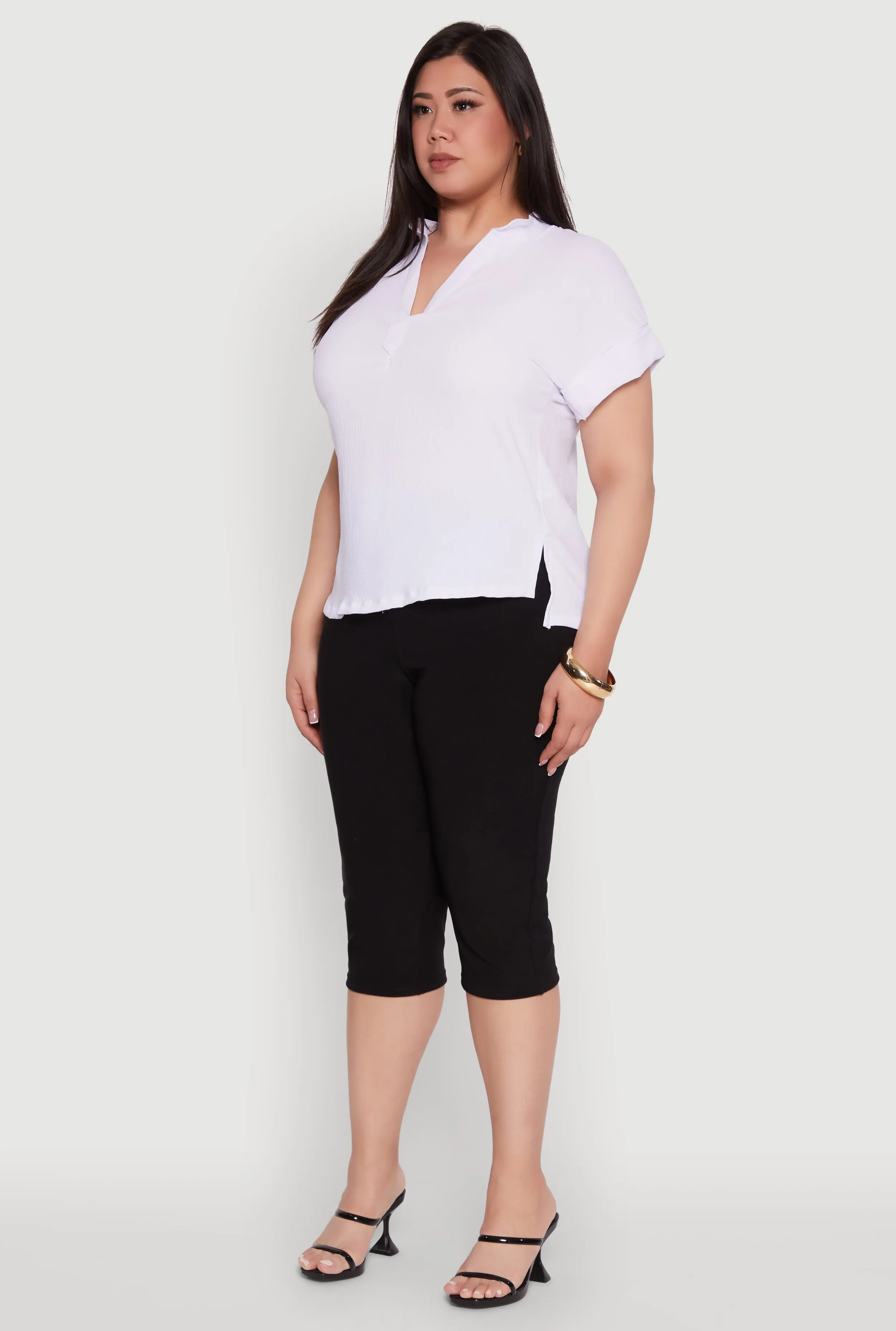 Plus Size Chic Crepe Knit Side Slit Blouse sold by Rainbow product image thumbnail 5