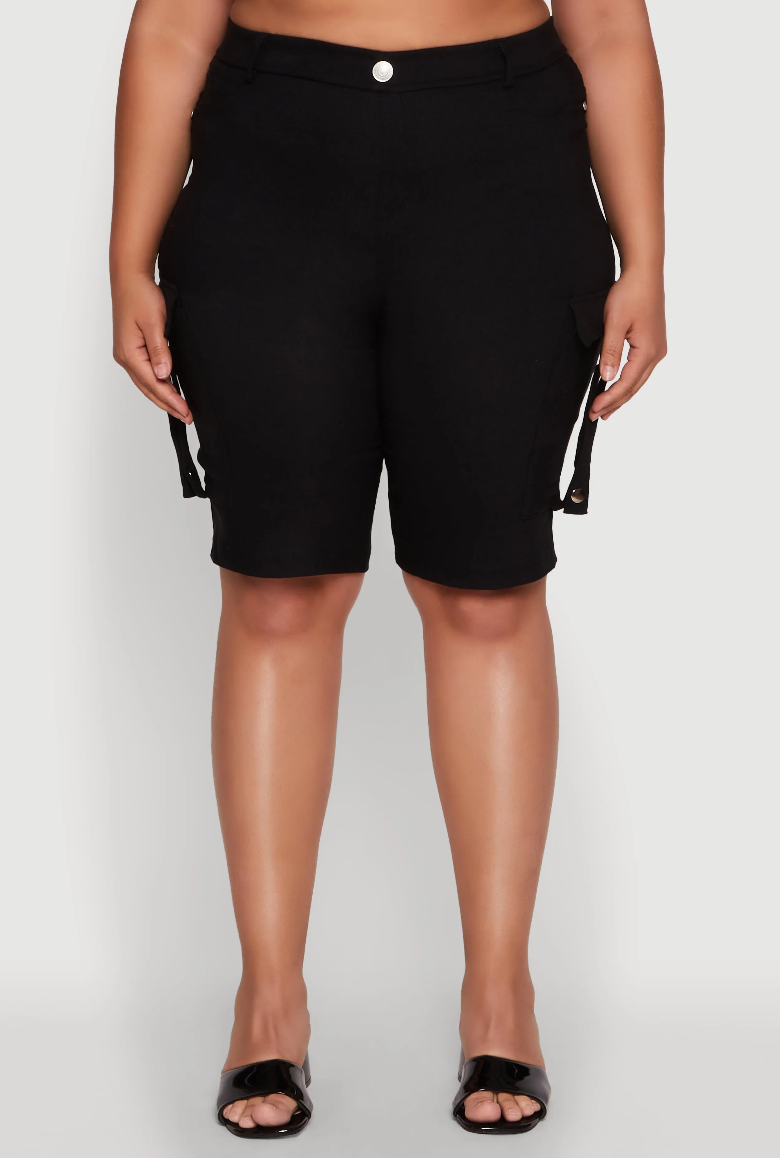 Plus Size Trendy High Waisted Bermuda Shorts with Cargo Pockets sold by Rainbow product image thumbnail 5