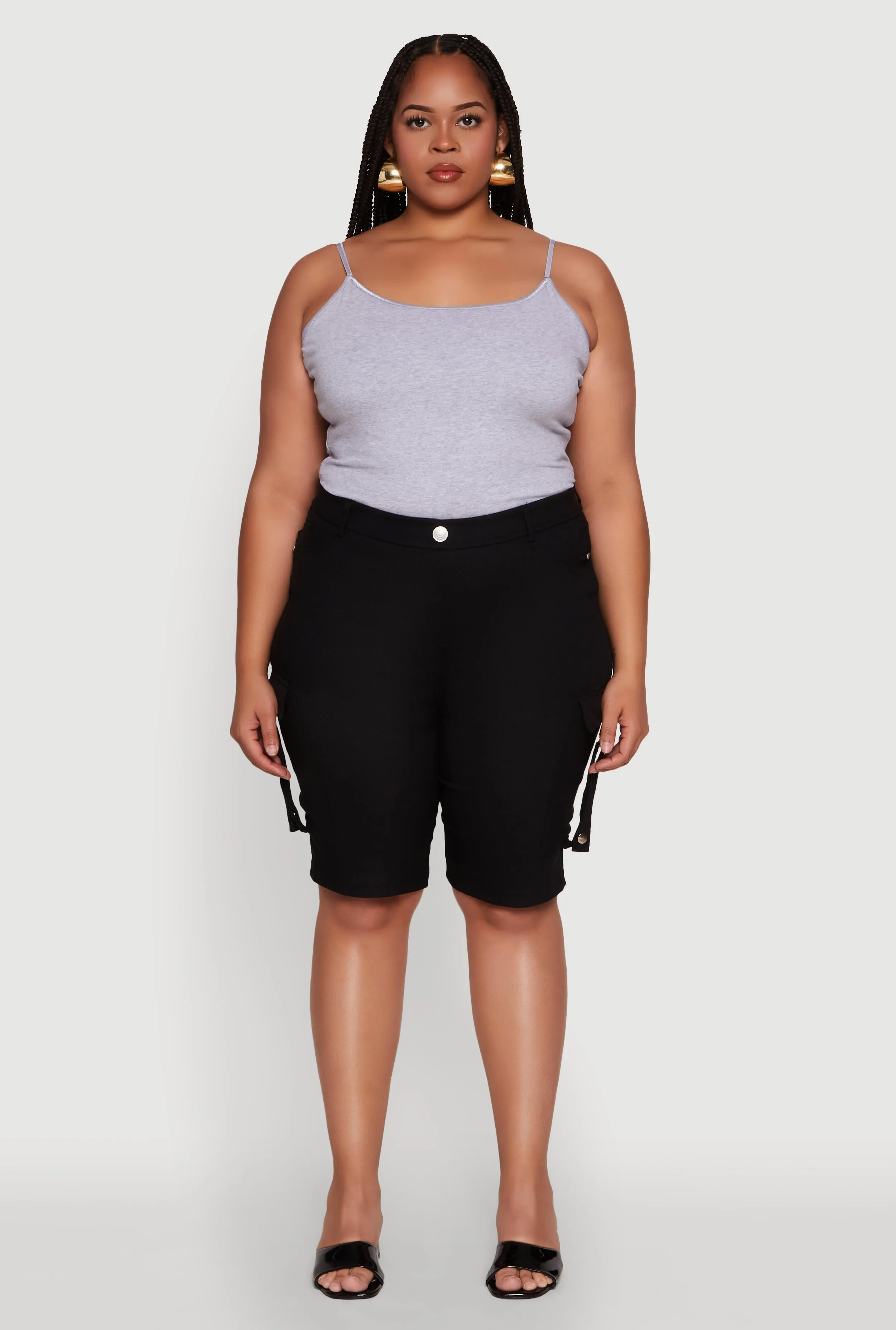 Plus Size Trendy High Waisted Bermuda Shorts with Cargo Pockets sold by Rainbow product image thumbnail 2