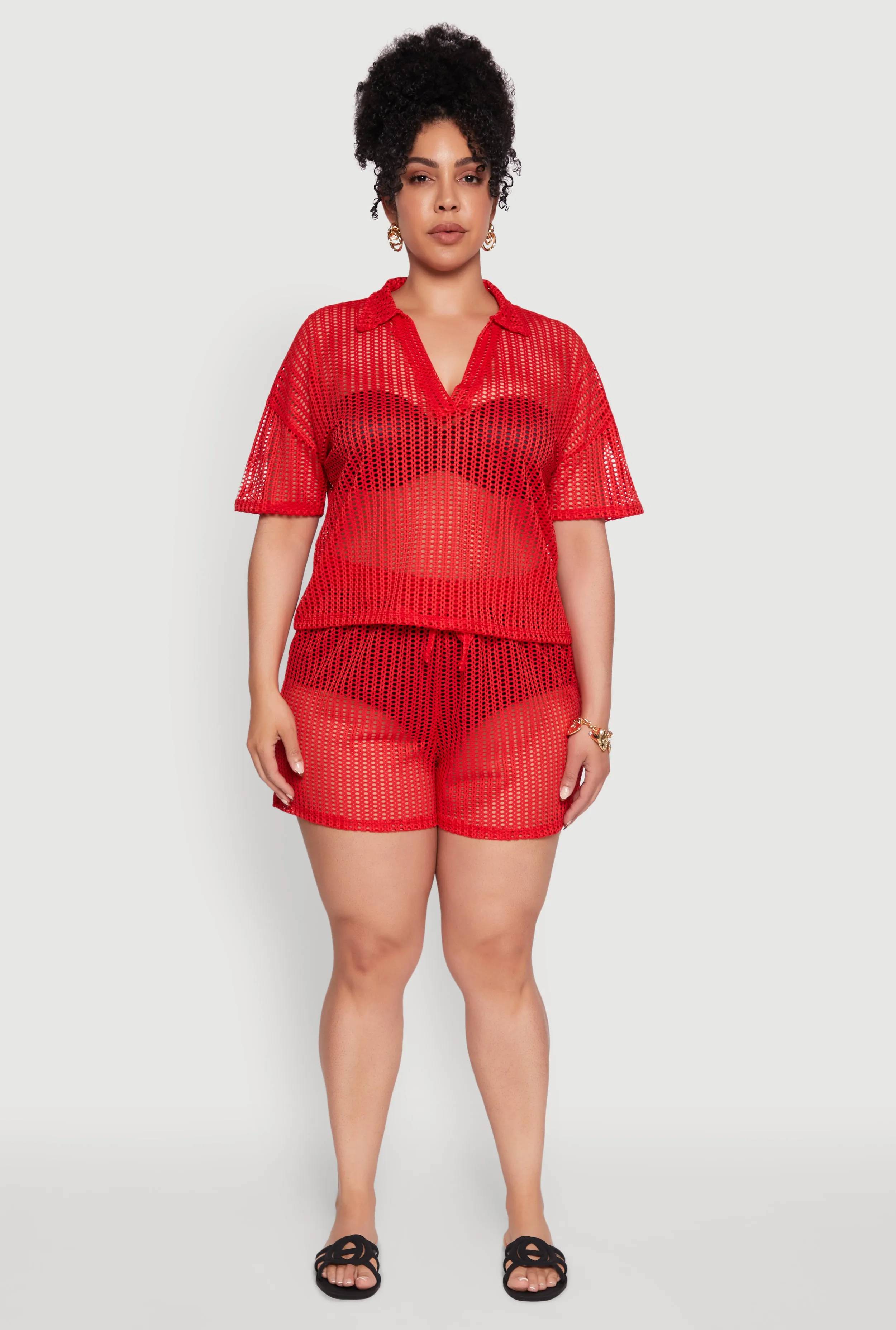 Plus Size Laser Cut Shorts with Drawstring Waist sold by Rainbow product image thumbnail 2