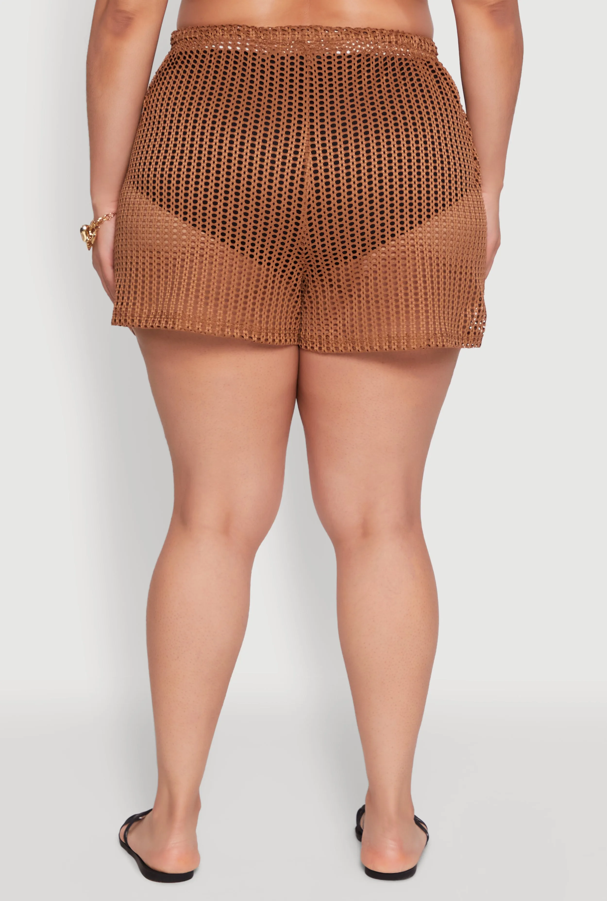 Plus Size Laser Cut Shorts with Drawstring Waist sold by Rainbow product image thumbnail 5