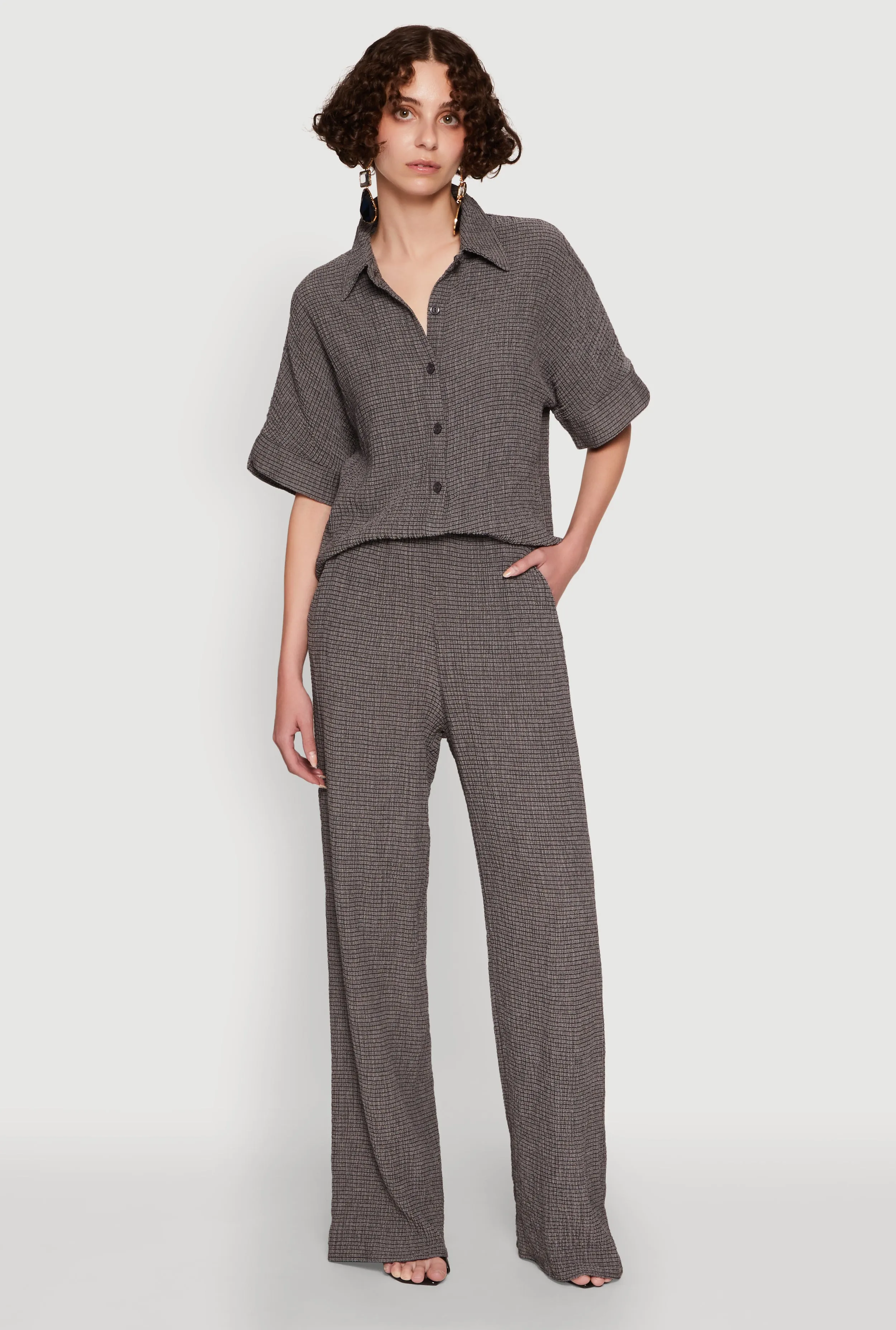 Stylish High Waisted Textured Knit Casual Pants sold by Rainbow