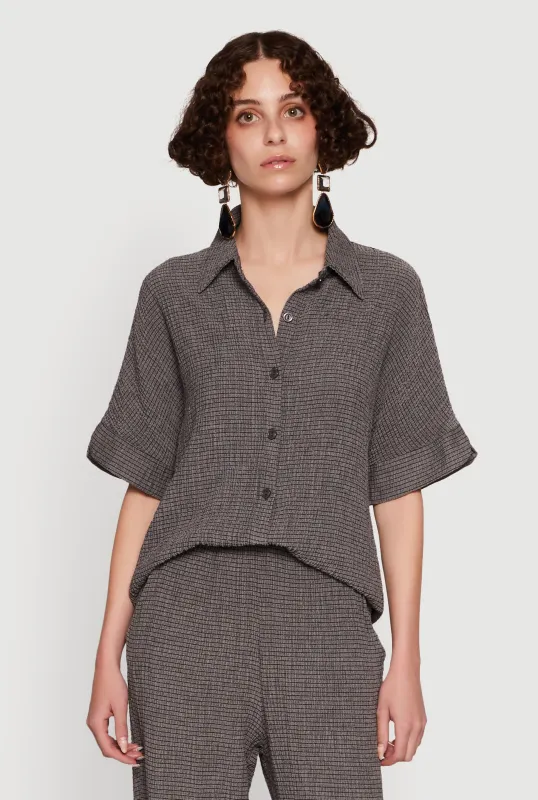 Seersucker Striped Button Front Shirt with Classic Fit sold by Rainbow