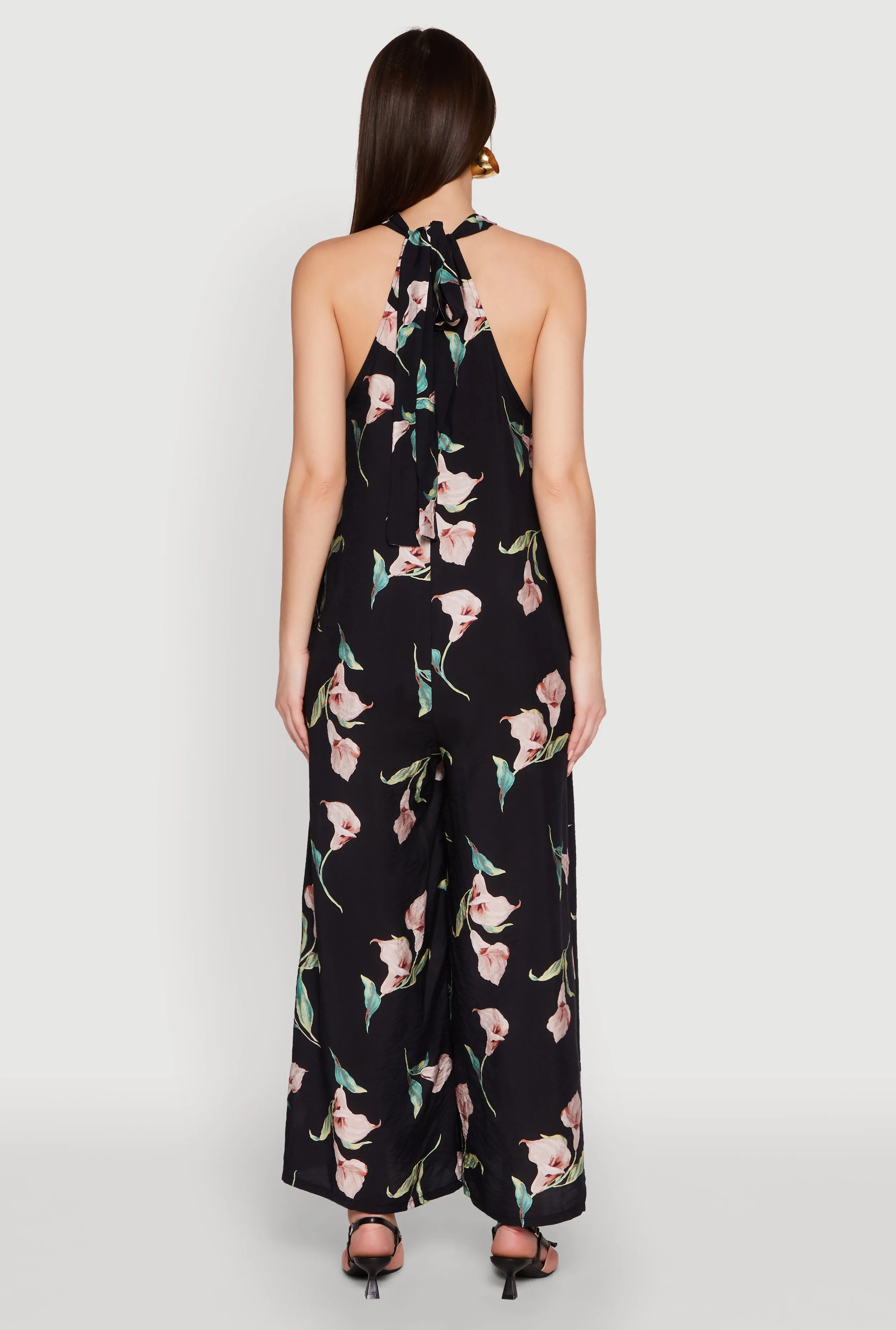Chic Floral Print Sleeveless Halter Neck Jumpsuit sold by Rainbow product image thumbnail 5