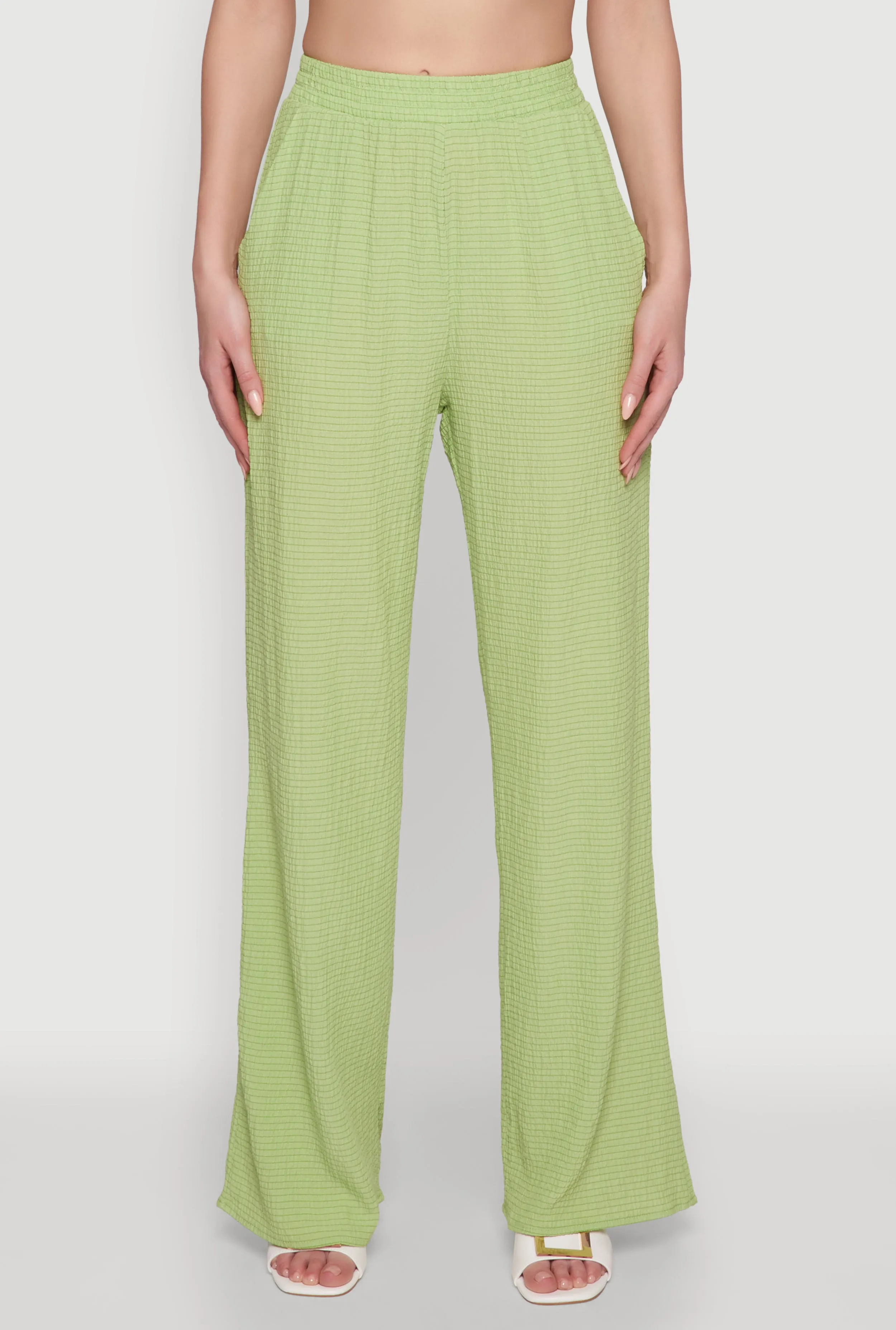 Stylish High Waisted Textured Knit Casual Pants sold by Rainbow product image thumbnail 3