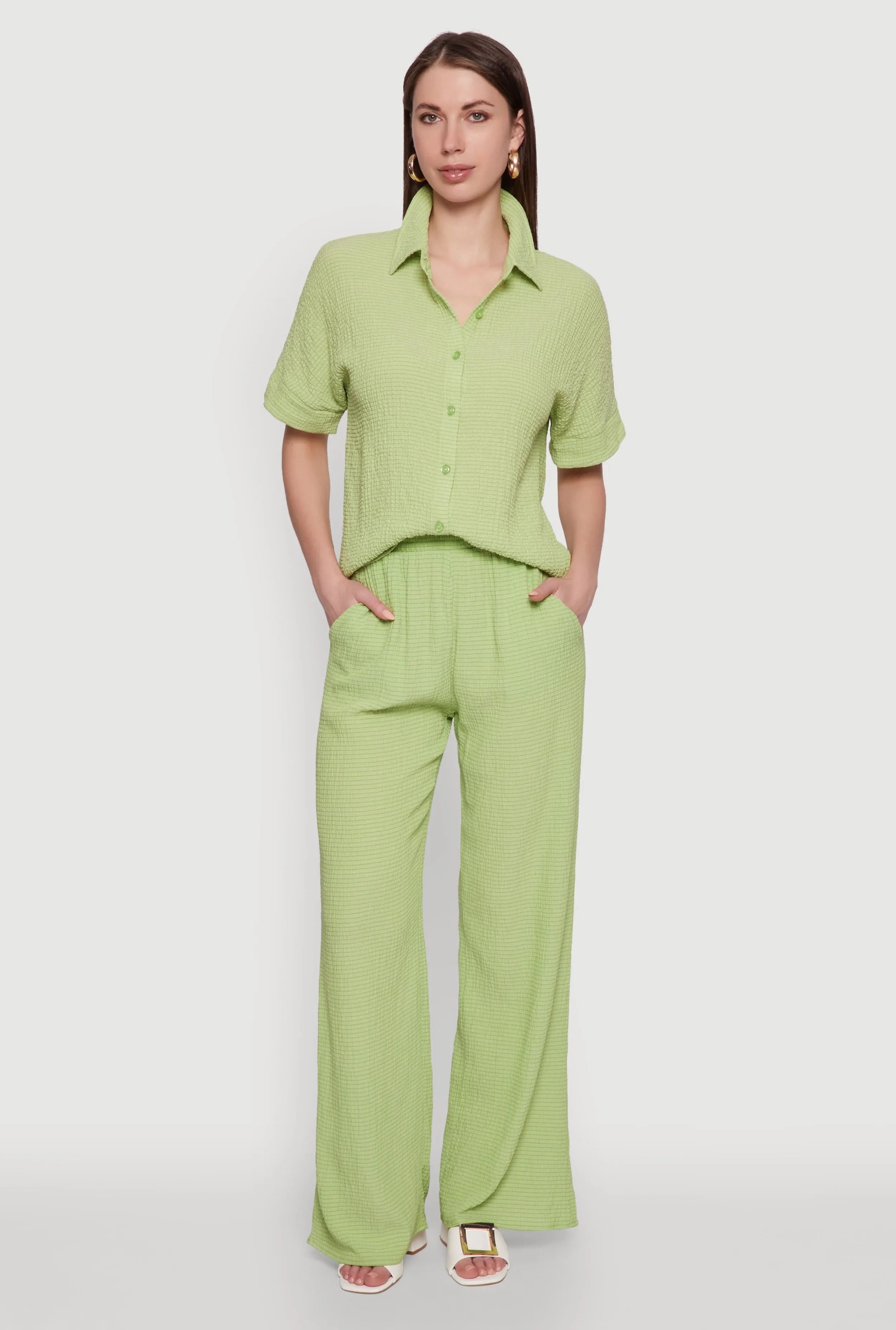 Seersucker Striped Button Front Shirt with Classic Fit sold by Rainbow product image thumbnail 2