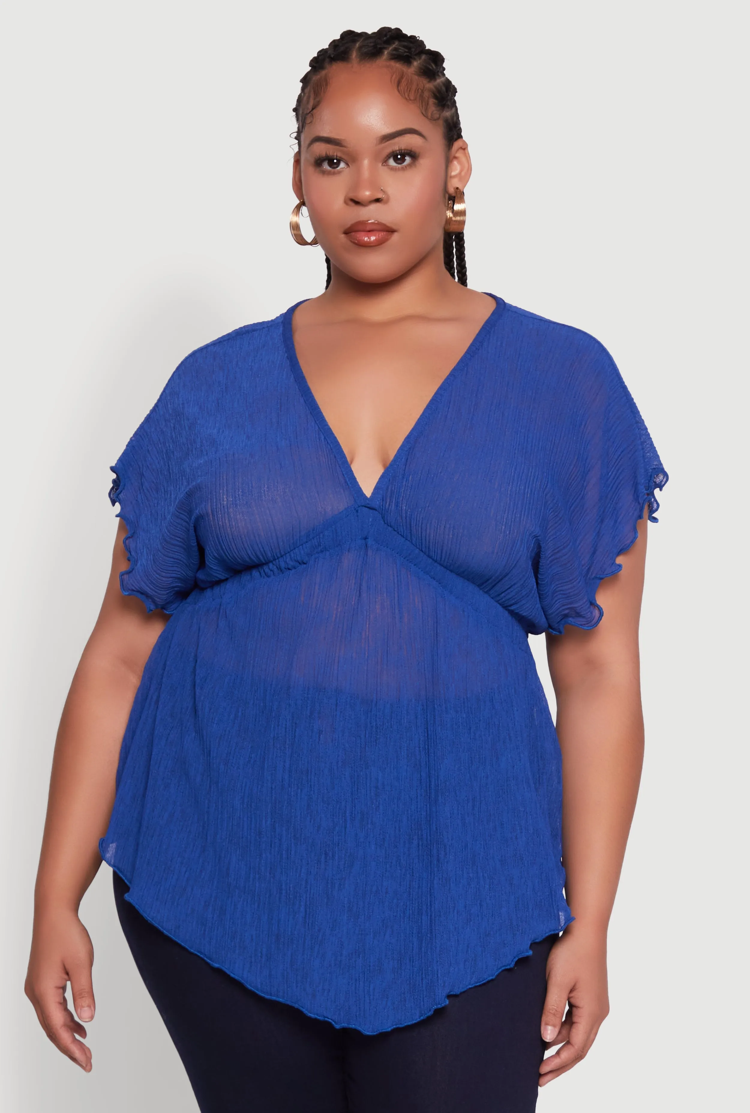 Plus Size Dolman Sleeve Lettuce Edge Blouse sold by Rainbow product image thumbnail 2