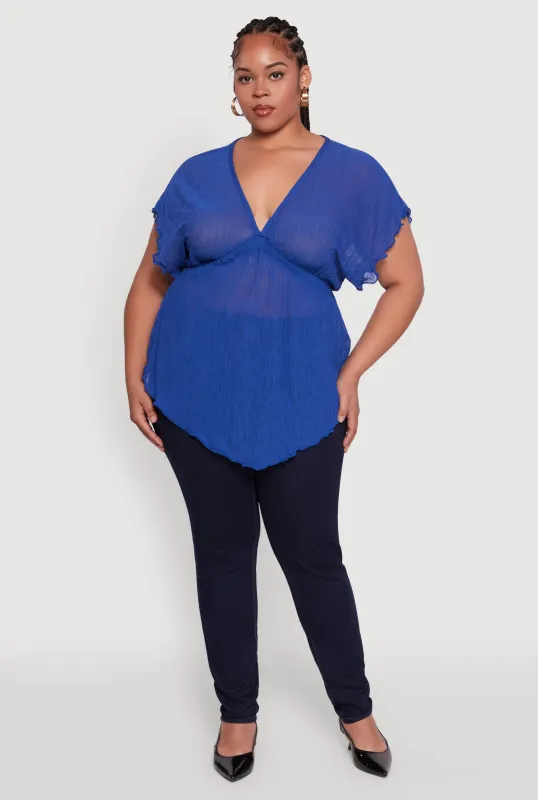 Plus Size Dolman Sleeve Lettuce Edge Blouse sold by Rainbow