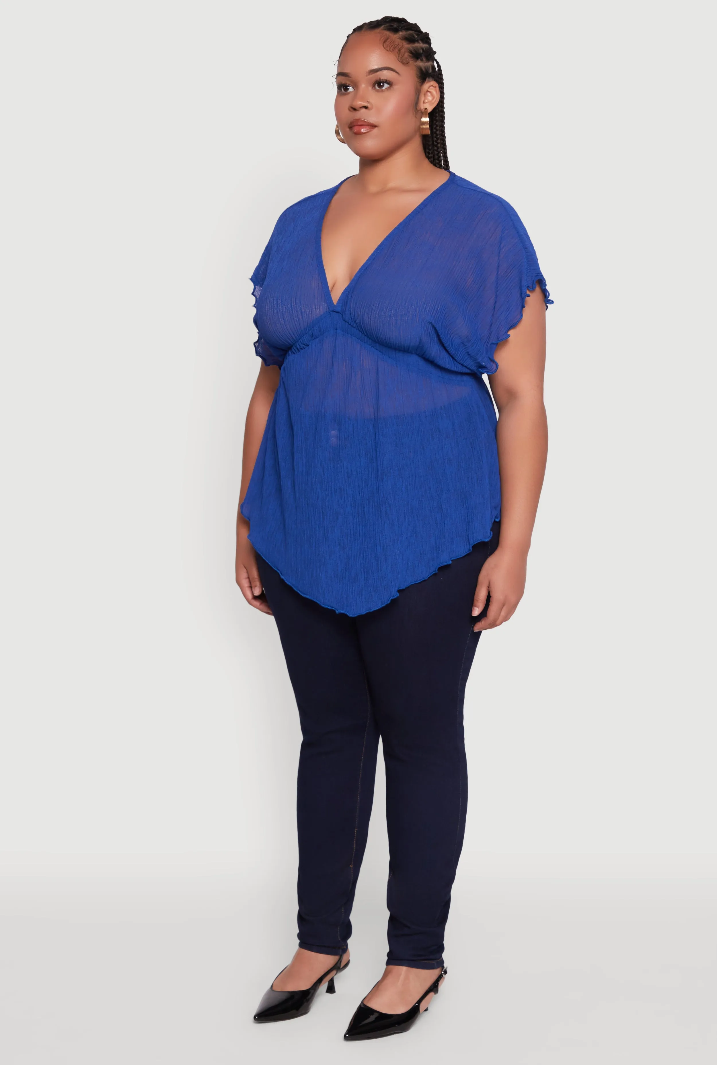 Plus Size Dolman Sleeve Lettuce Edge Blouse sold by Rainbow product image thumbnail 5