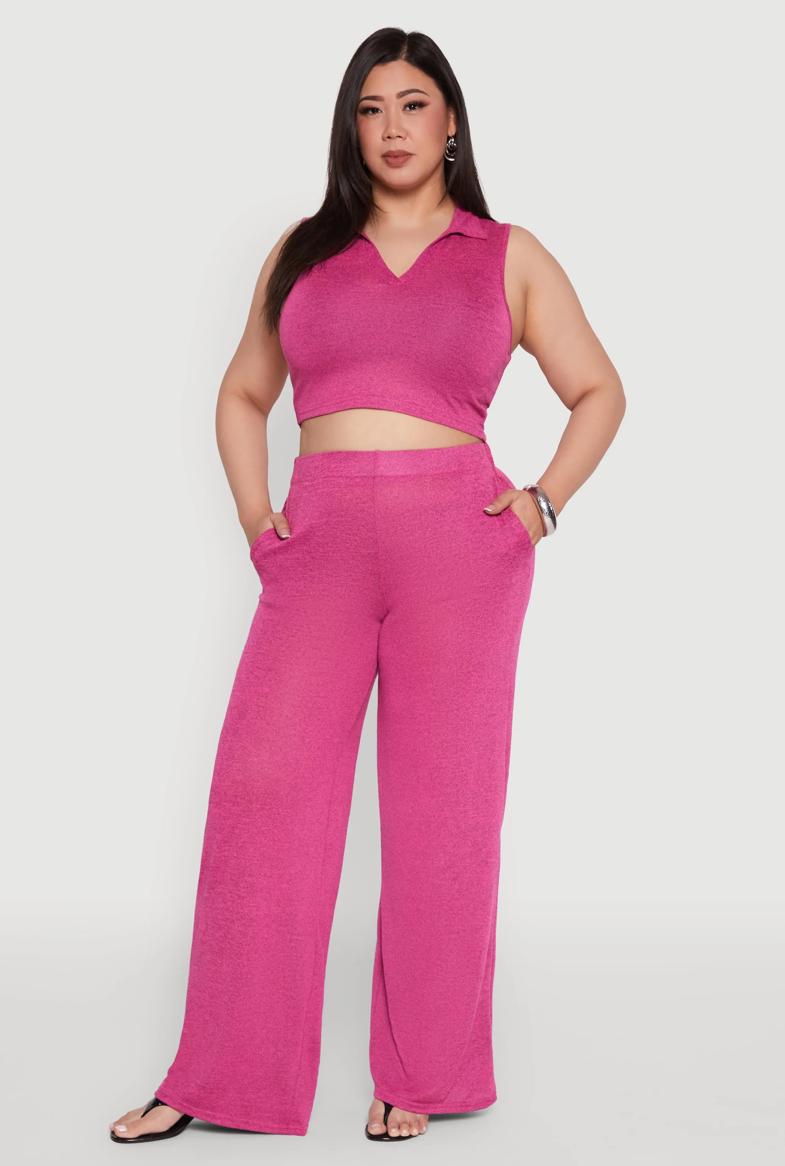 Plus Size Daisy High Waisted Wide Leg Palazzo Pants sold by Rainbow