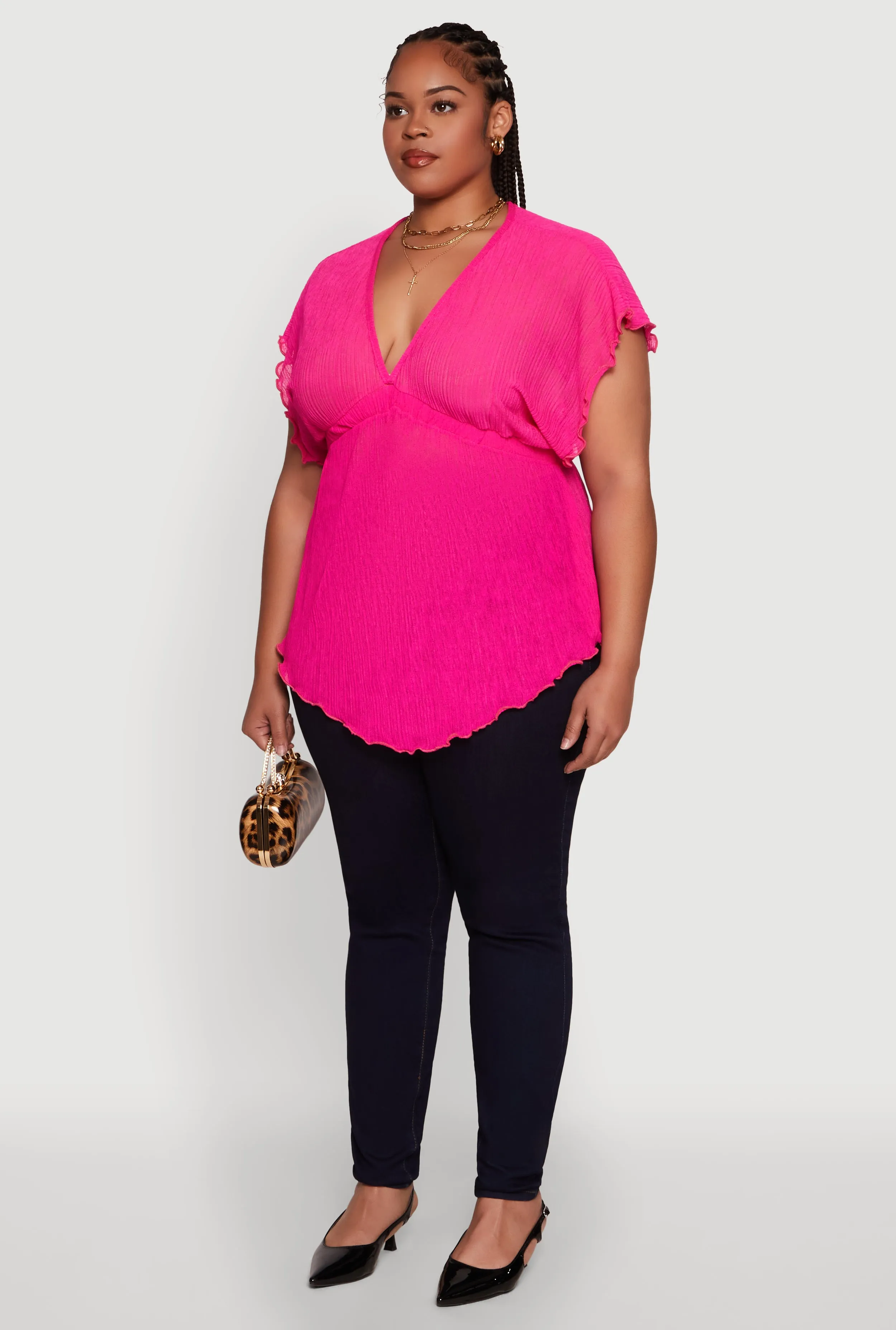 Plus Size Dolman Sleeve Lettuce Edge Blouse sold by Rainbow product image thumbnail 5