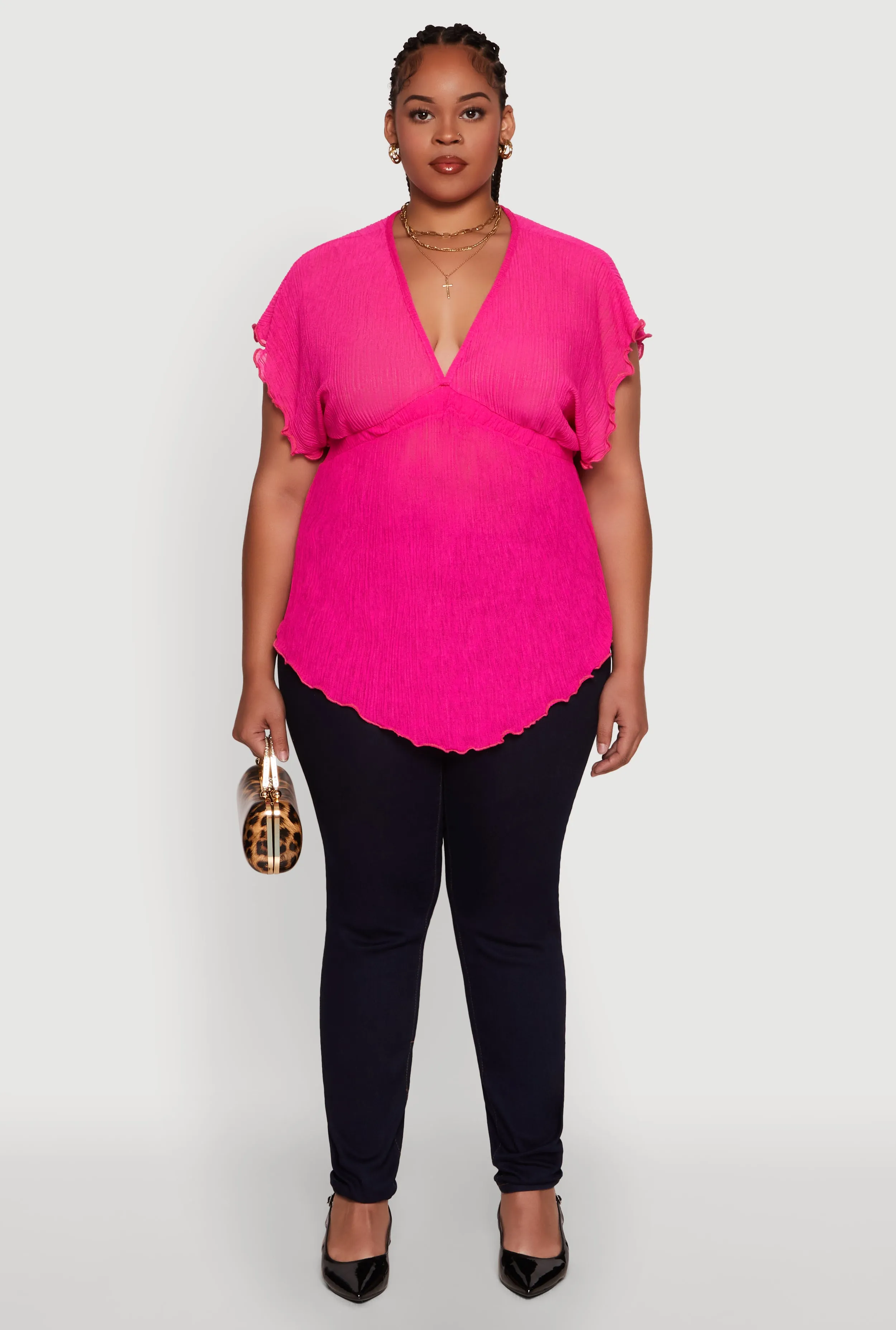 Plus Size Dolman Sleeve Lettuce Edge Blouse sold by Rainbow product image thumbnail 3