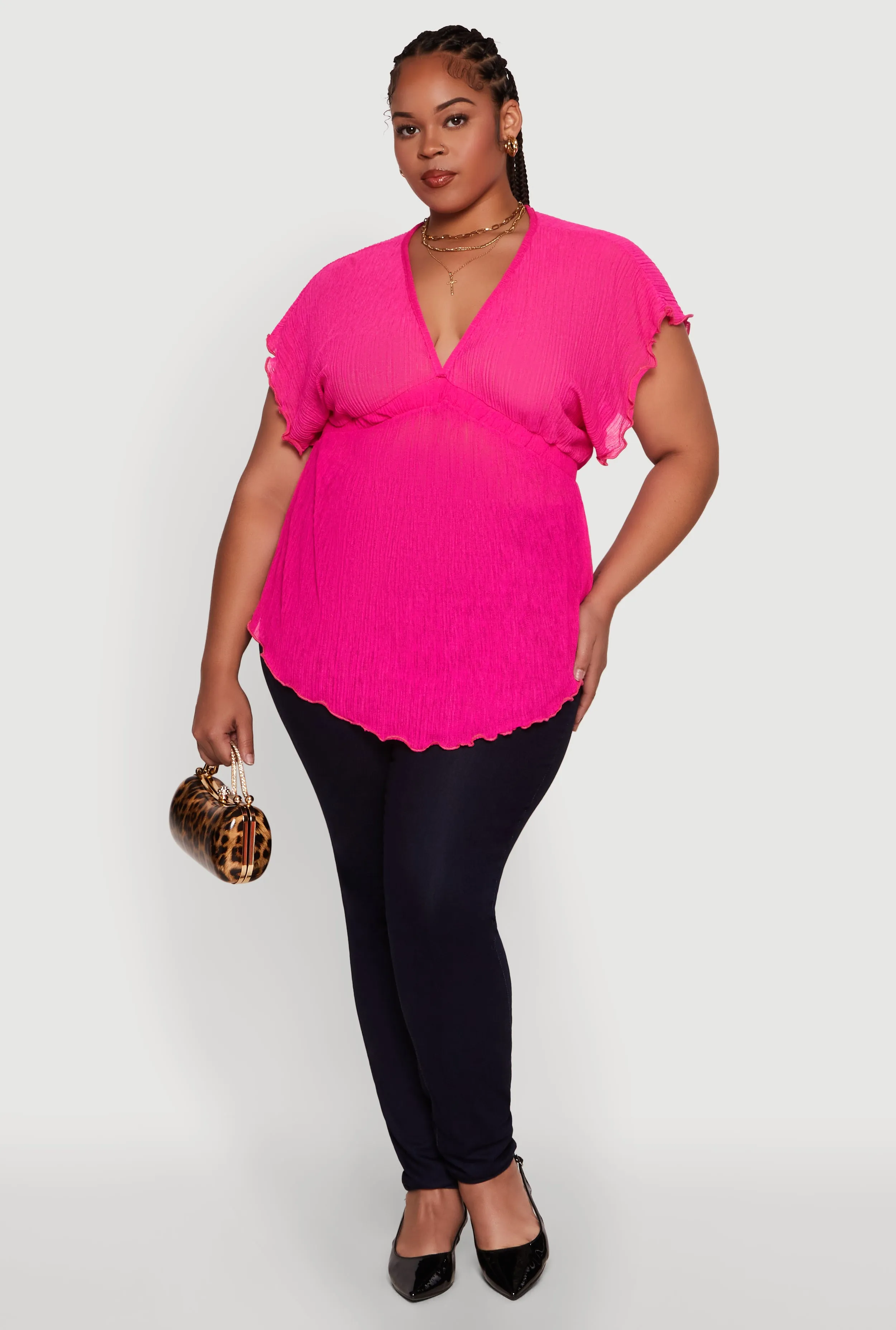 Plus Size Dolman Sleeve Lettuce Edge Blouse sold by Rainbow