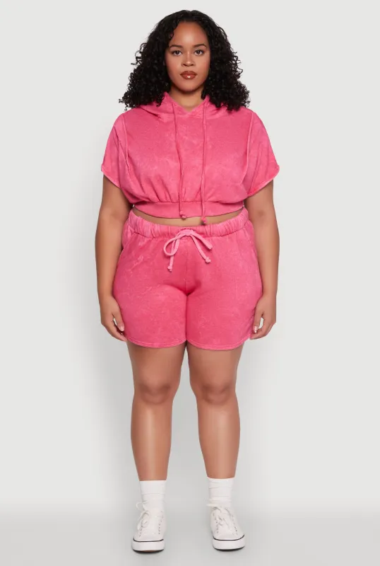 Plus Size Trendy Fleece High Waist Drawstring Sweatshorts sold by Rainbow