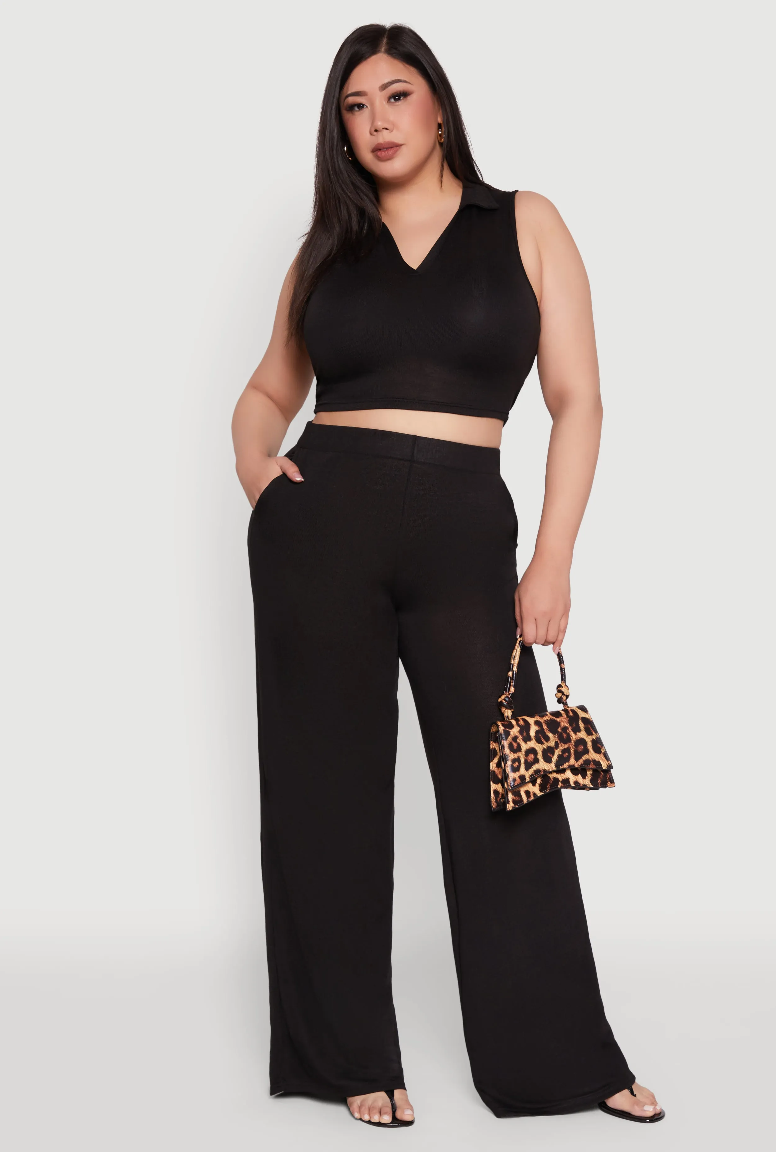 Plus Size Daisy Sleeveless Cropped Polo Top sold by Rainbow product image thumbnail 2