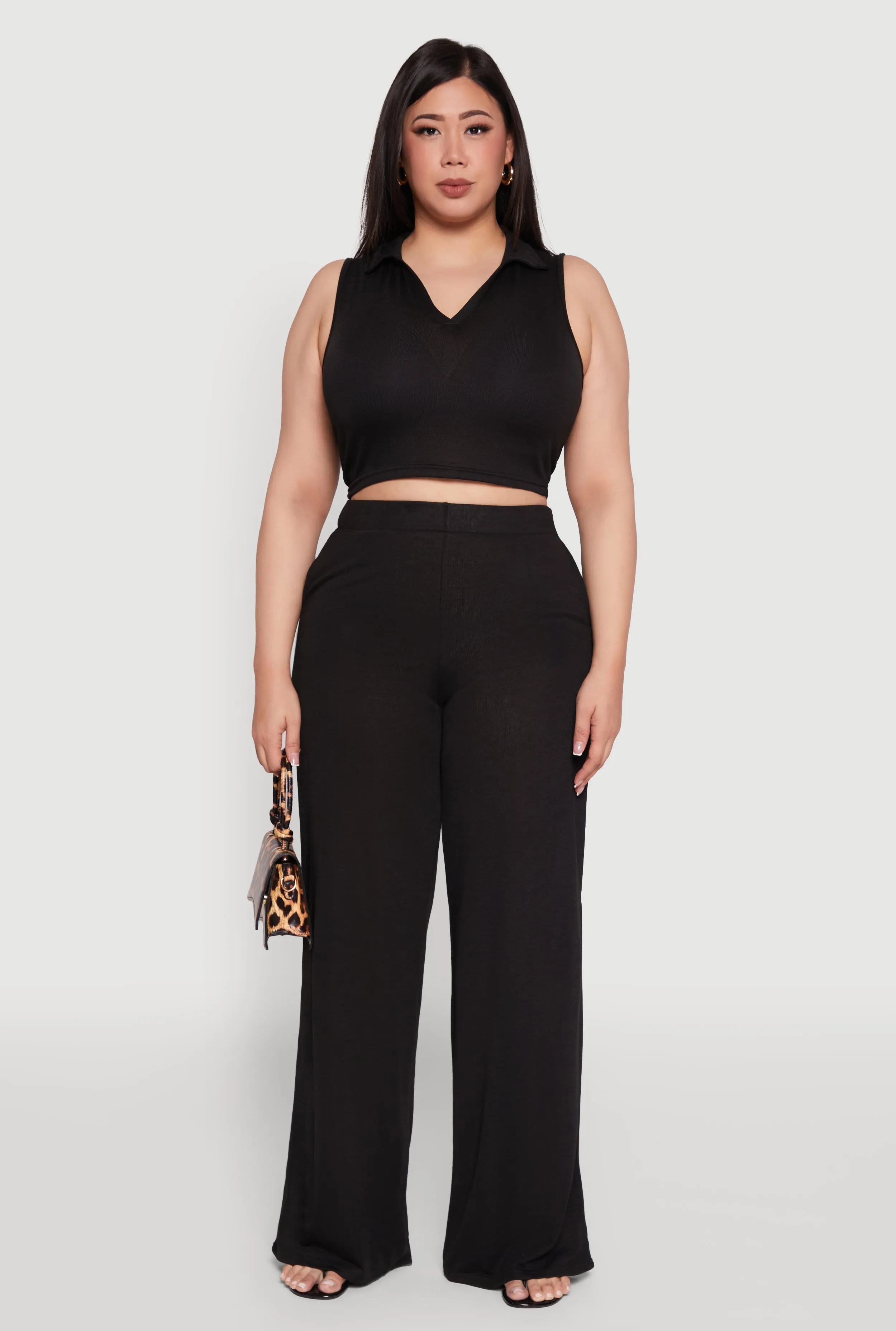 Plus Size Daisy High Waisted Wide Leg Palazzo Pants sold by Rainbow product image thumbnail 2