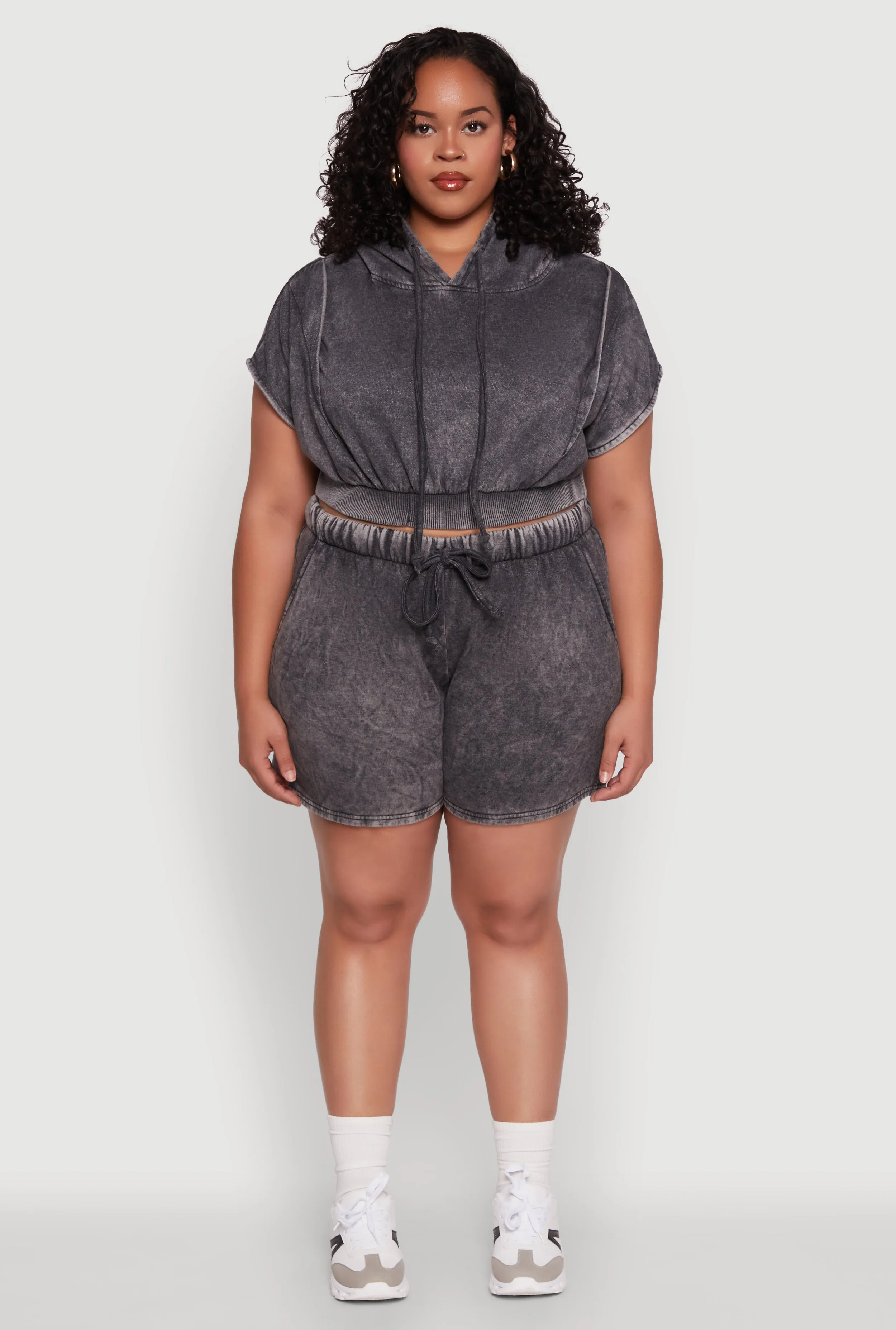 Plus Size Trendy Fleece High Waist Drawstring Sweatshorts sold by Rainbow product image thumbnail 2