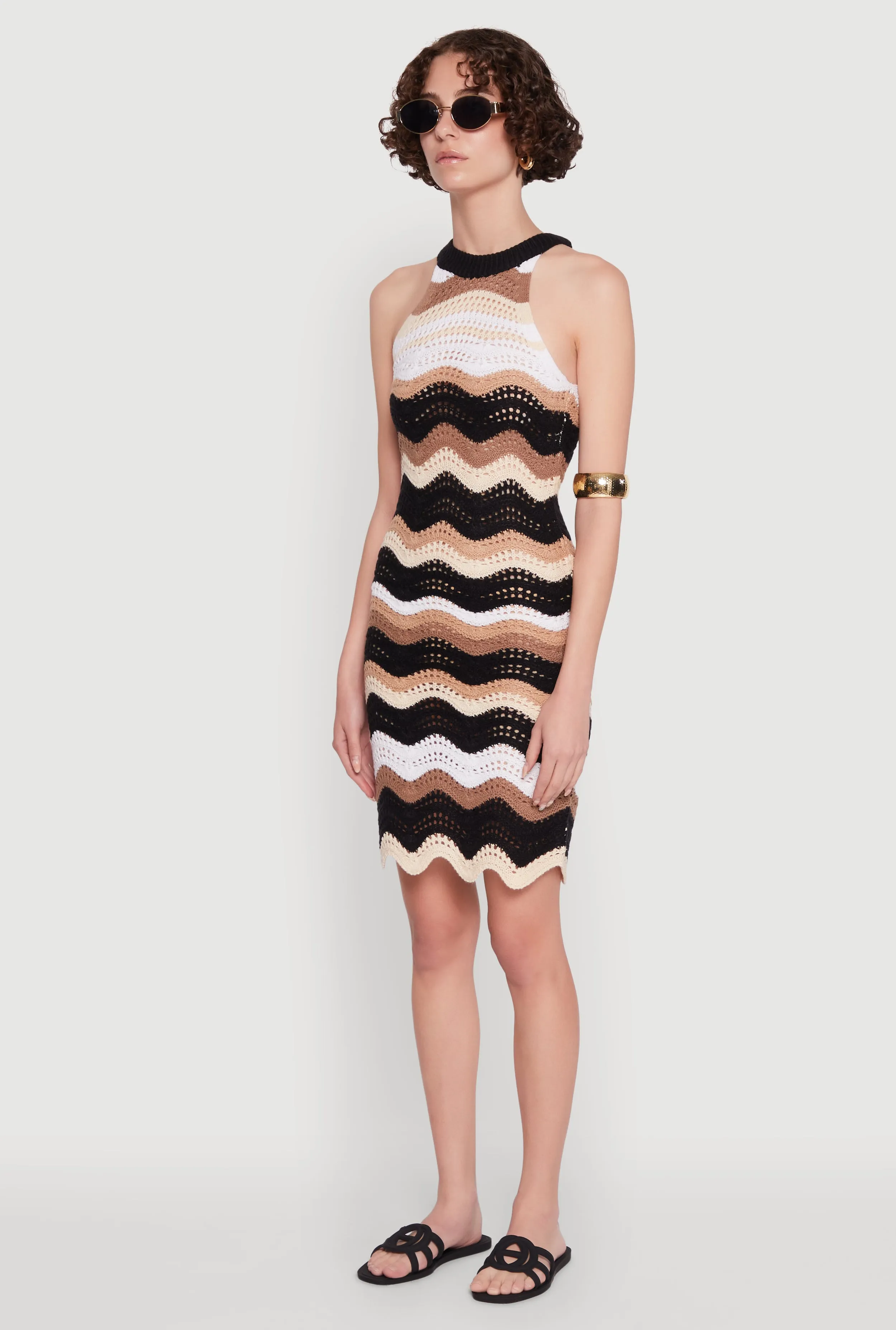Wavy Stripe Crochet Halter Dress sold by Rainbow product image thumbnail 3