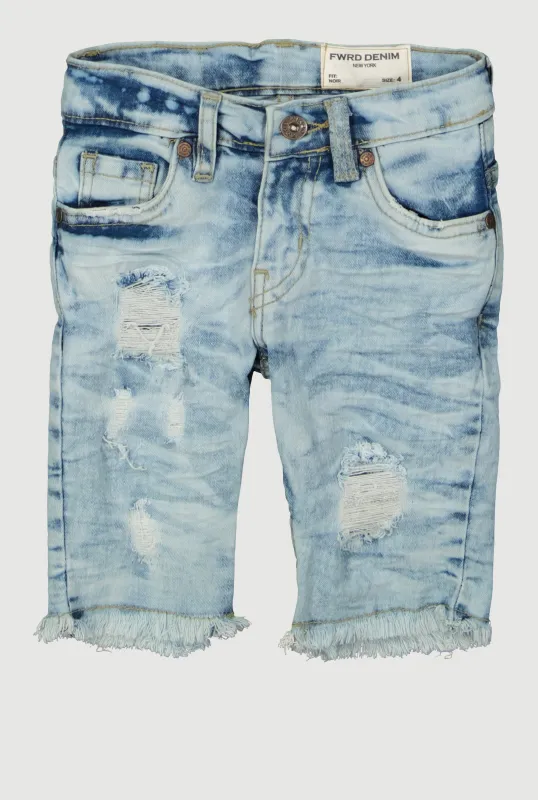 Little Boys Whiskered Distressed Denim Shorts sold by Rainbow