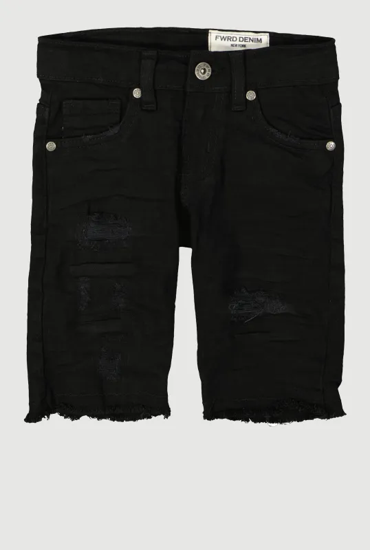 Little Boys Distressed Denim Shorts sold by Rainbow