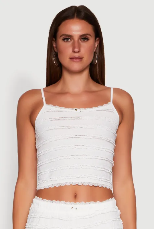 Madden Girl Textured Knit Lace Detail Cropped Cami sold by Rainbow