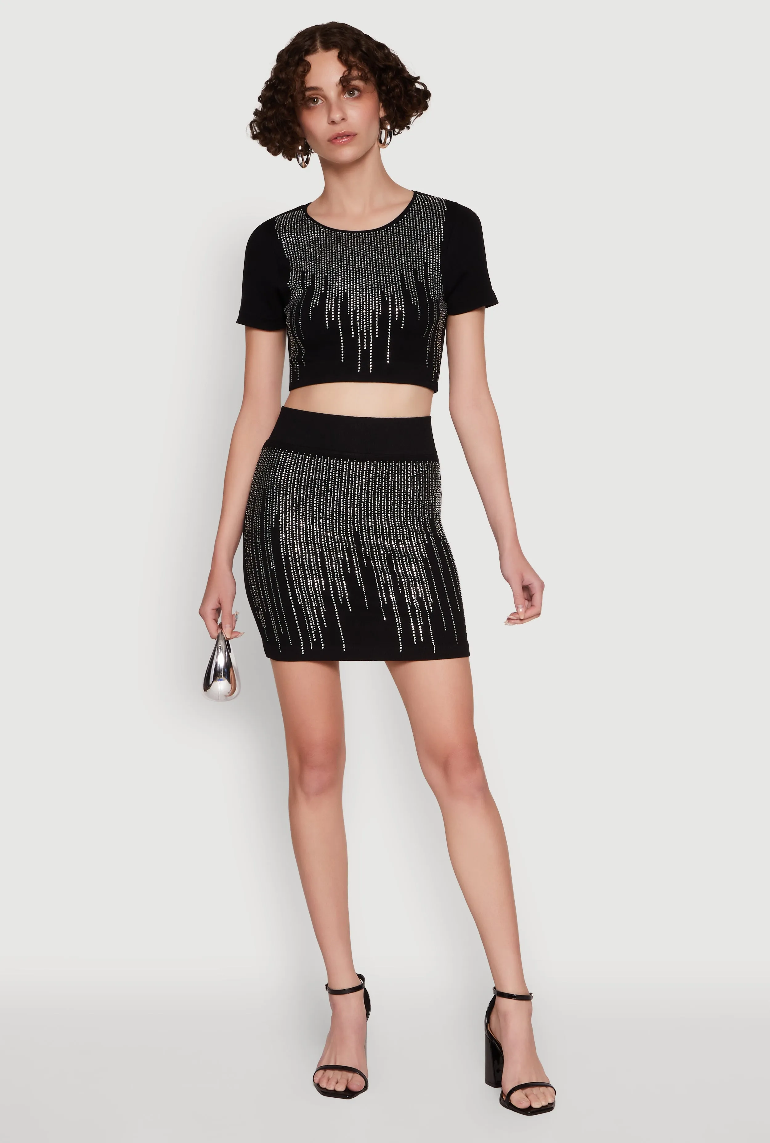 Chic Rhinestone High Waisted Mini Pencil Skirt sold by Rainbow product image thumbnail 2