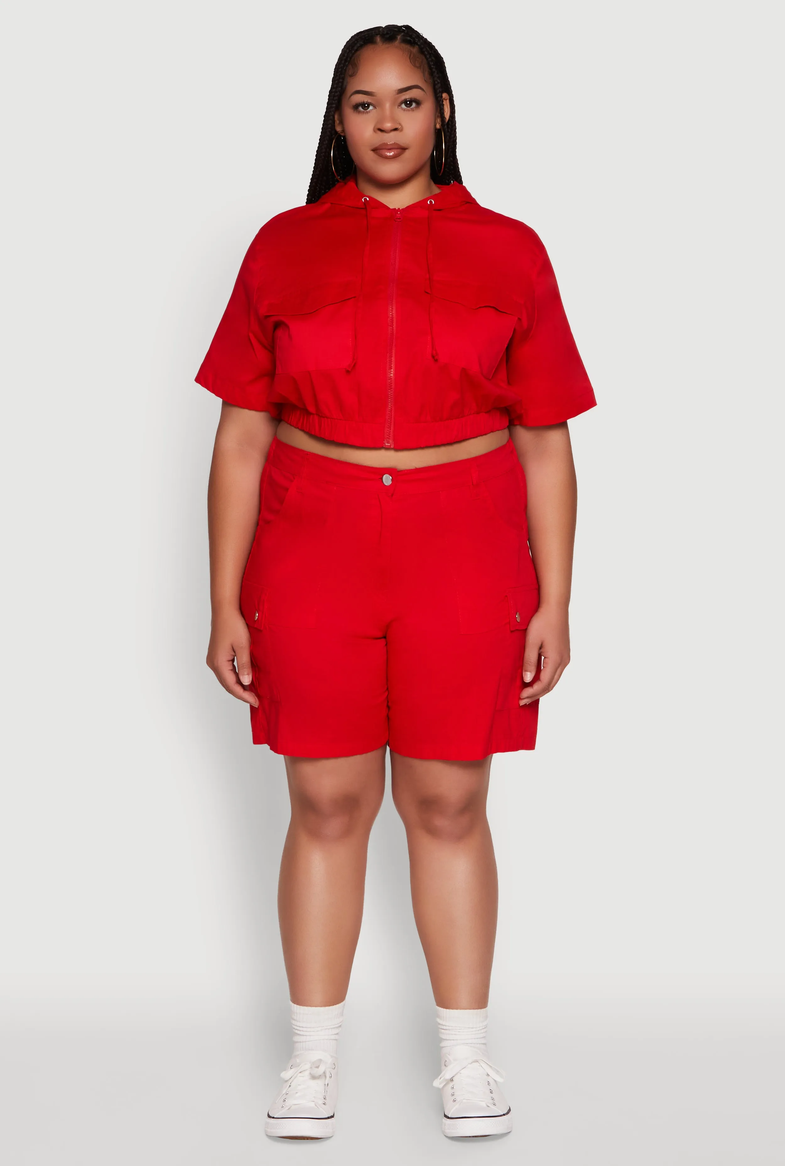 Plus Size Stylish High Waisted Cargo Shorts sold by Rainbow