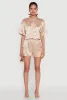 Elegant Cropped Satin Button Front Shirt sold by Rainbow