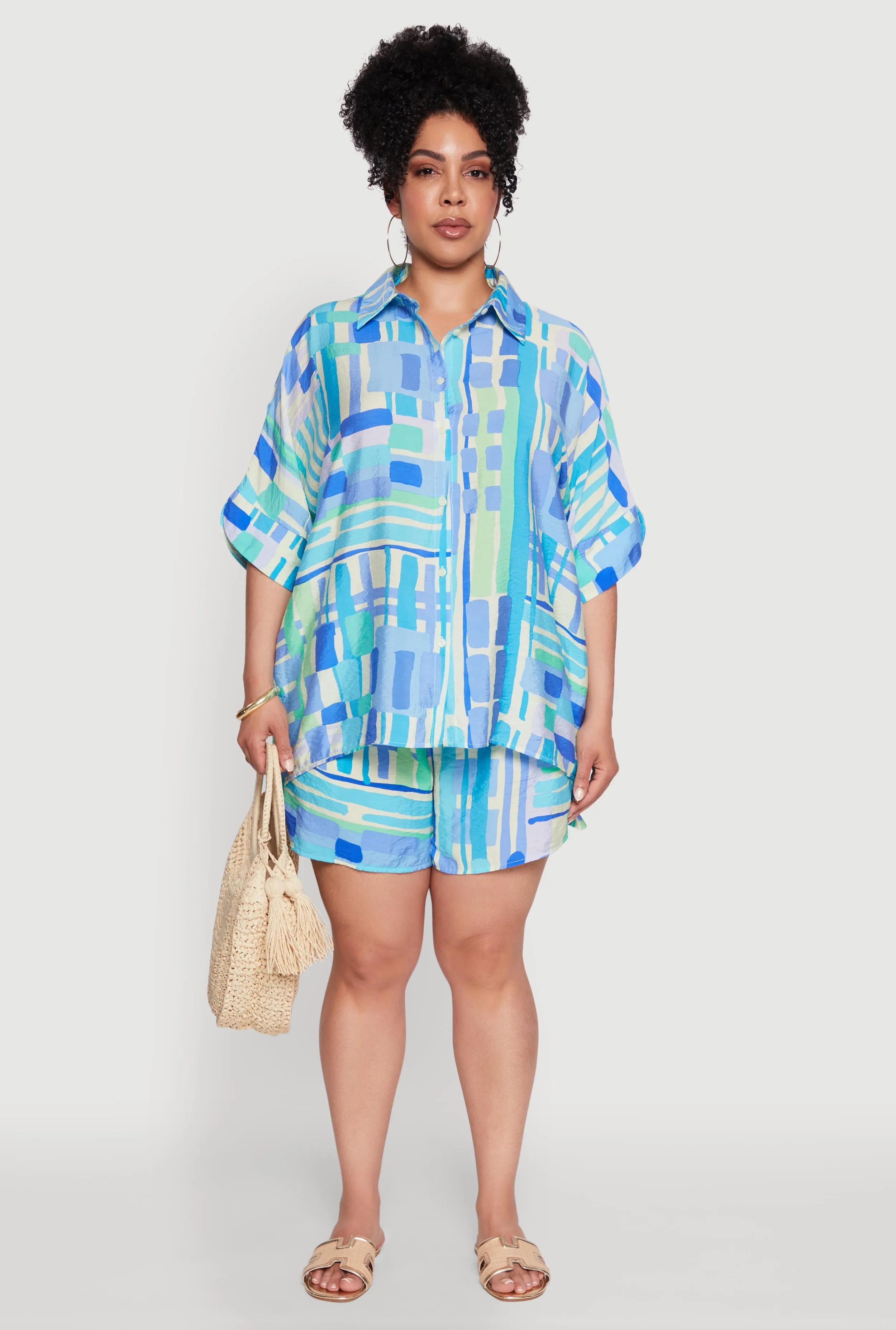 Plus Size Trendy Patterned Crepe Knit Shorts sold by Rainbow product image thumbnail 2