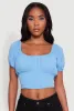 Peasant Top with Puff Sleeves and Scoop Neck sold by Rainbow