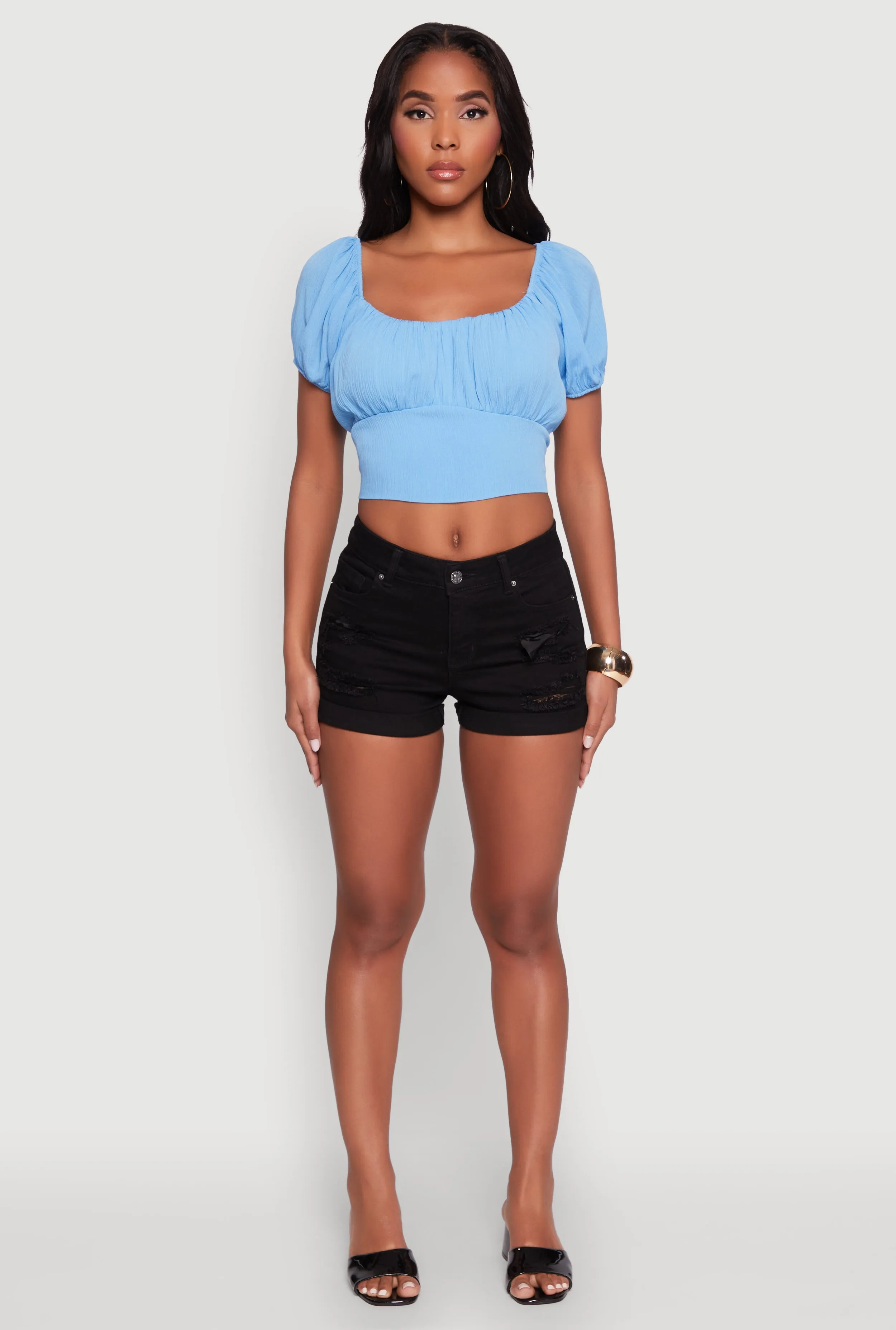 Peasant Top with Puff Sleeves and Scoop Neck sold by Rainbow product image thumbnail 3