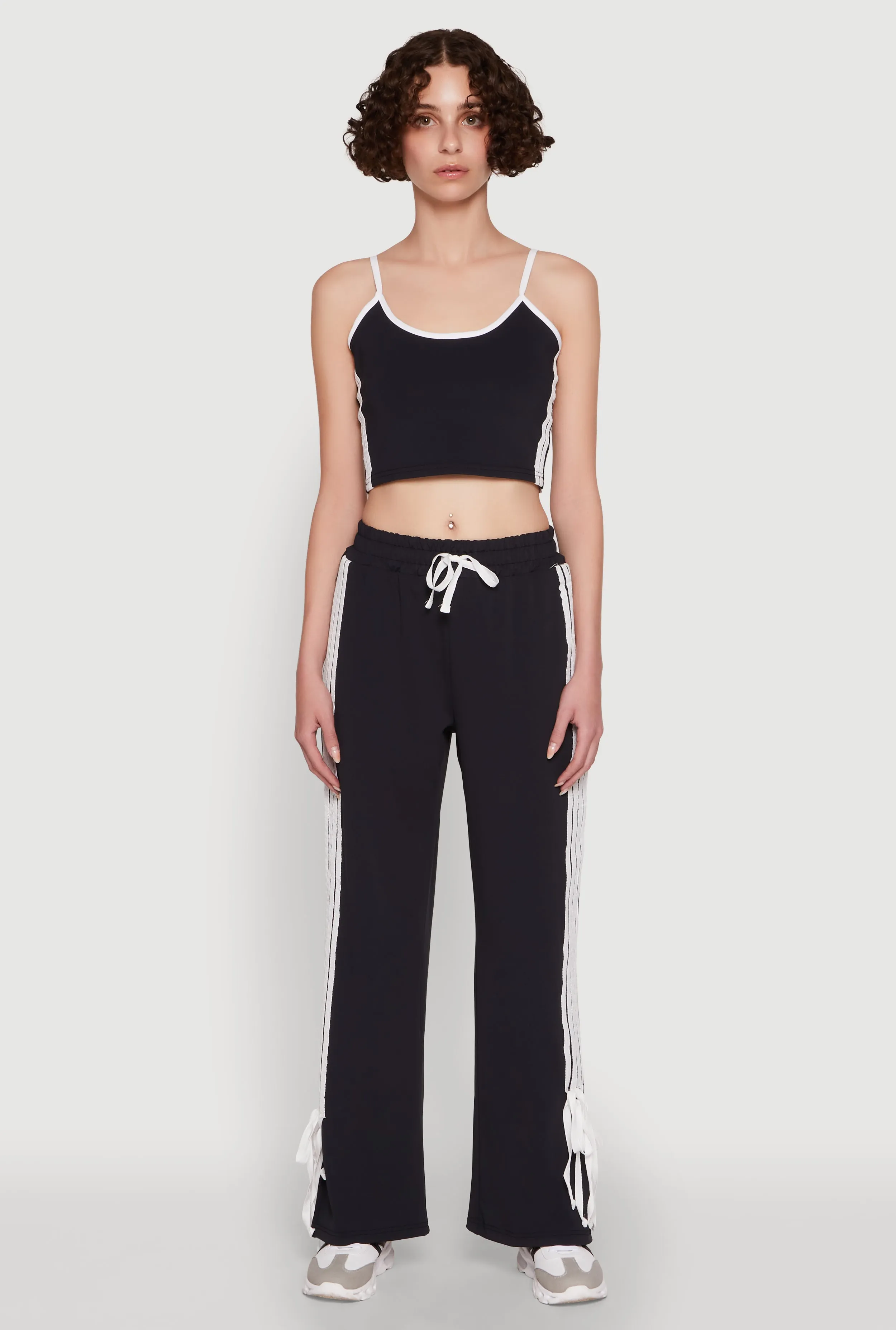 Stylish Contrast Trim Cropped Cami with Varsity Stripes sold by Rainbow product image thumbnail 2