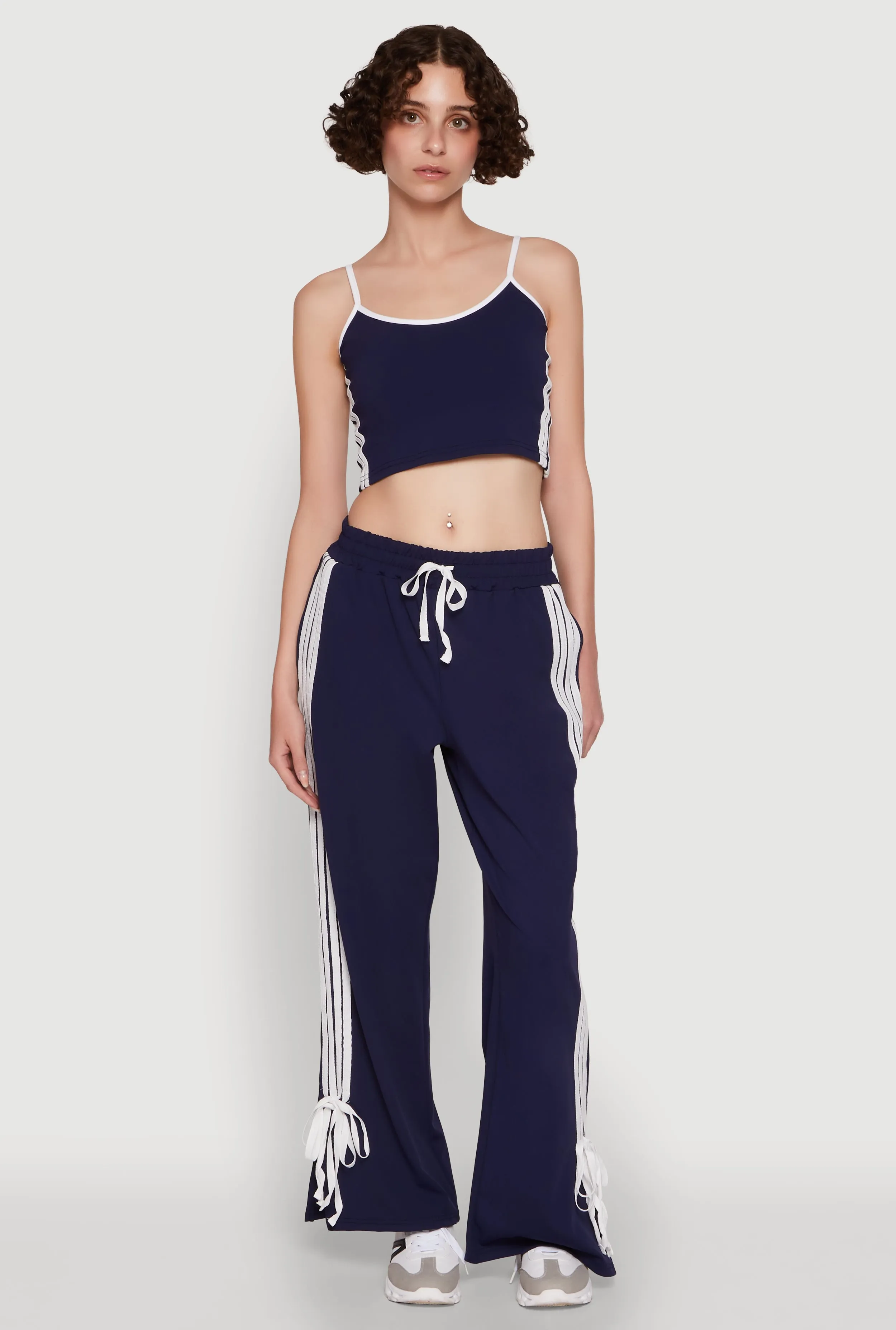 Stylish Contrast Trim Cropped Cami with Varsity Stripes sold by Rainbow product image thumbnail 3